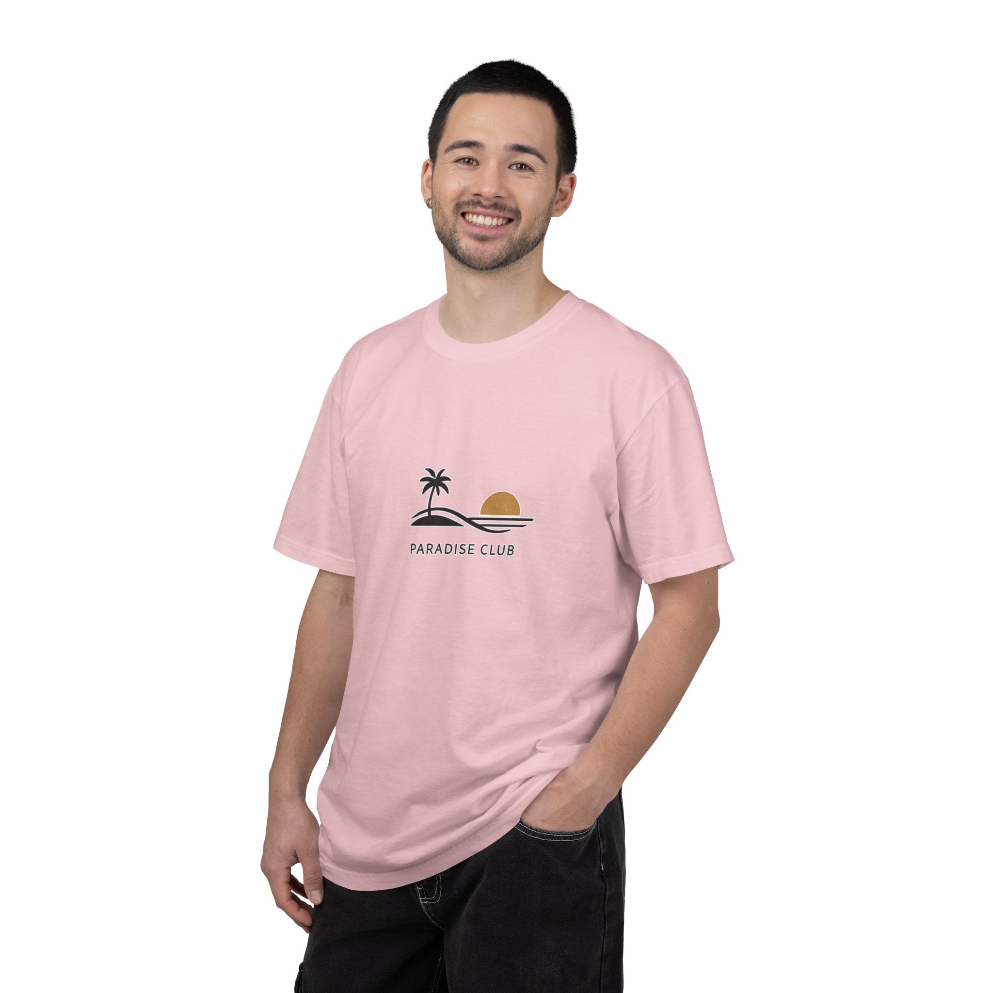 Paradise Club Tee — Minimal Sunset Palm Graphic T-Shirt
