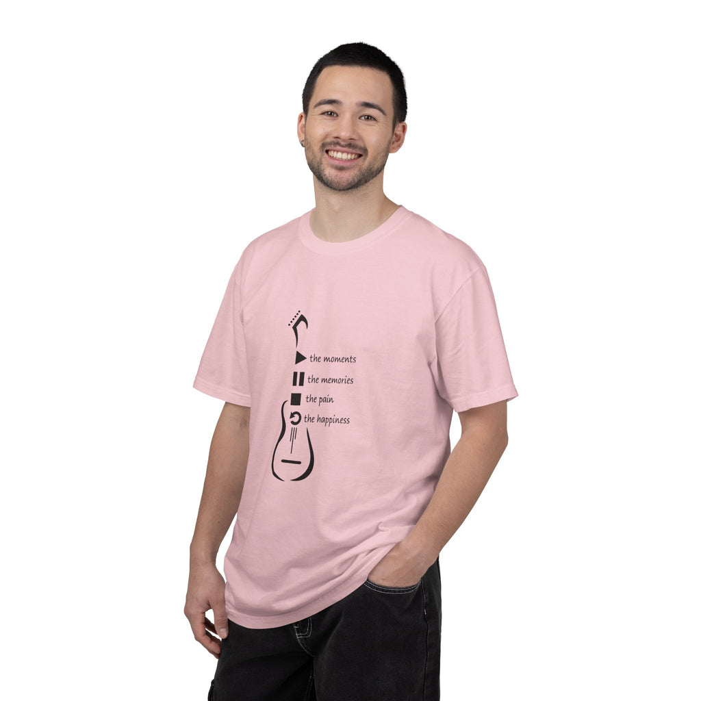 Guitar Silhouette Tee — "Our Moments, Our Memories, Our Music, Our Happiness"