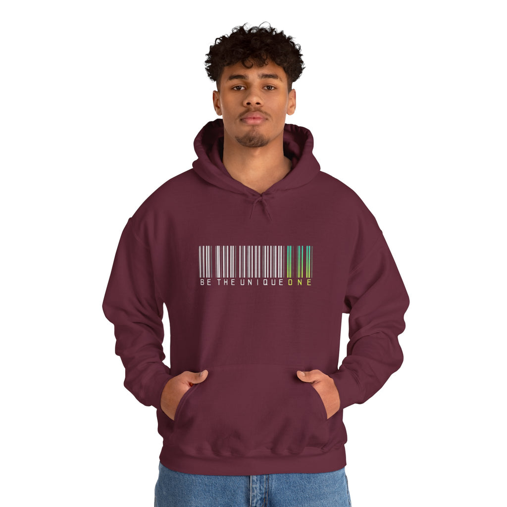 Unique One Barcode Hoodie — "Be the Unique One" Graphic Pullover