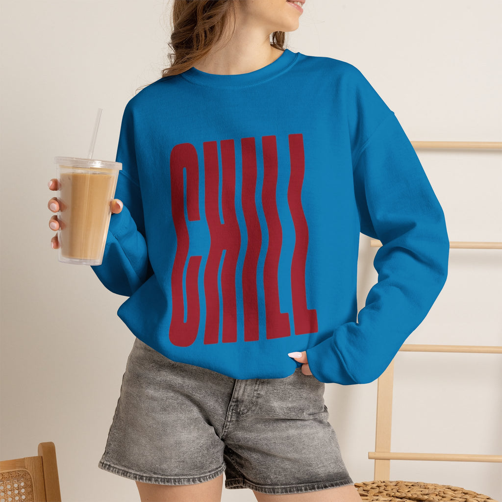 Chill Distorted Text Crewneck Sweatshirt
