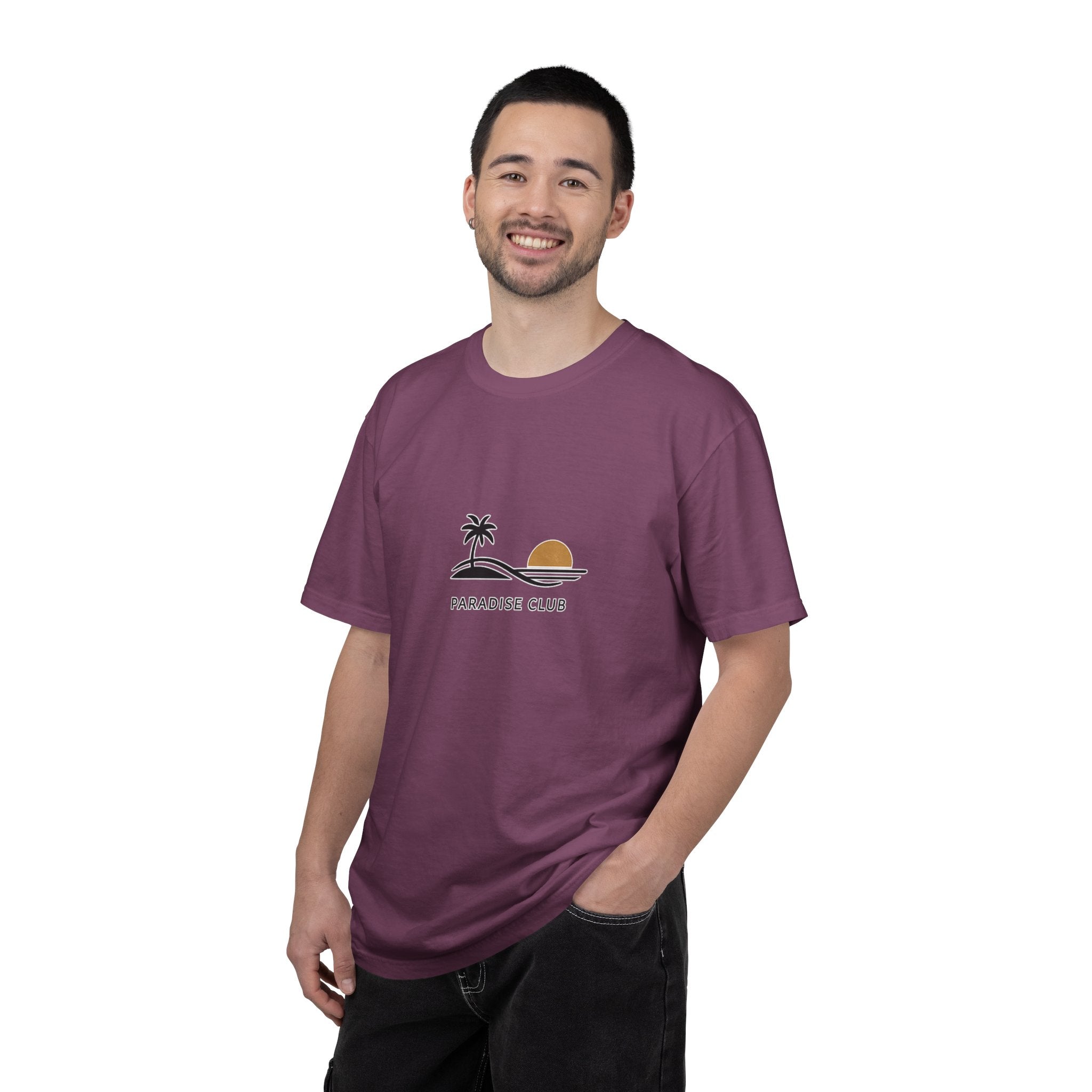 Paradise Club Tee — Minimal Sunset Palm Graphic T-Shirt