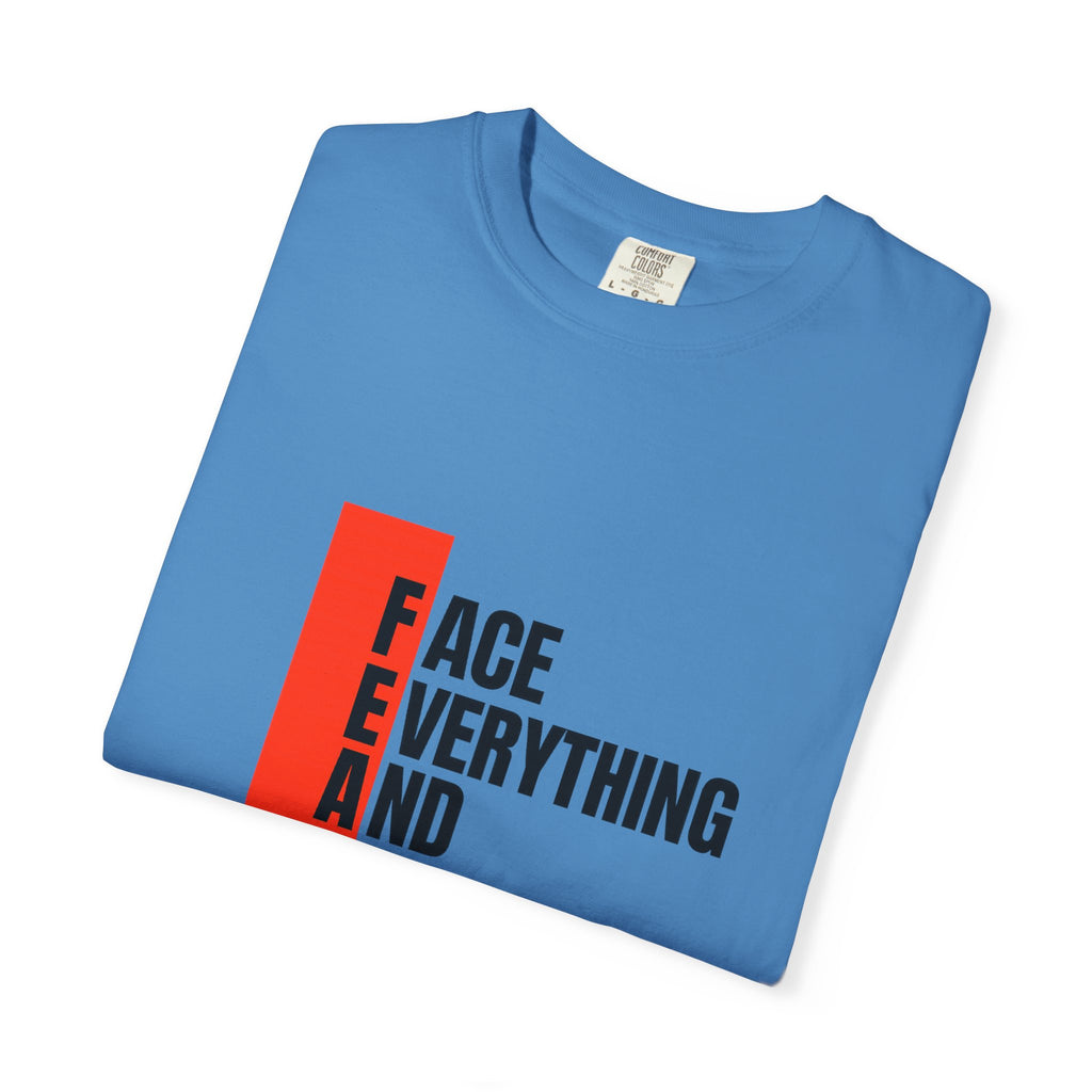 Motivational T-Shirt — "FEAR: Face Everything And Rise" Bold Red Accent