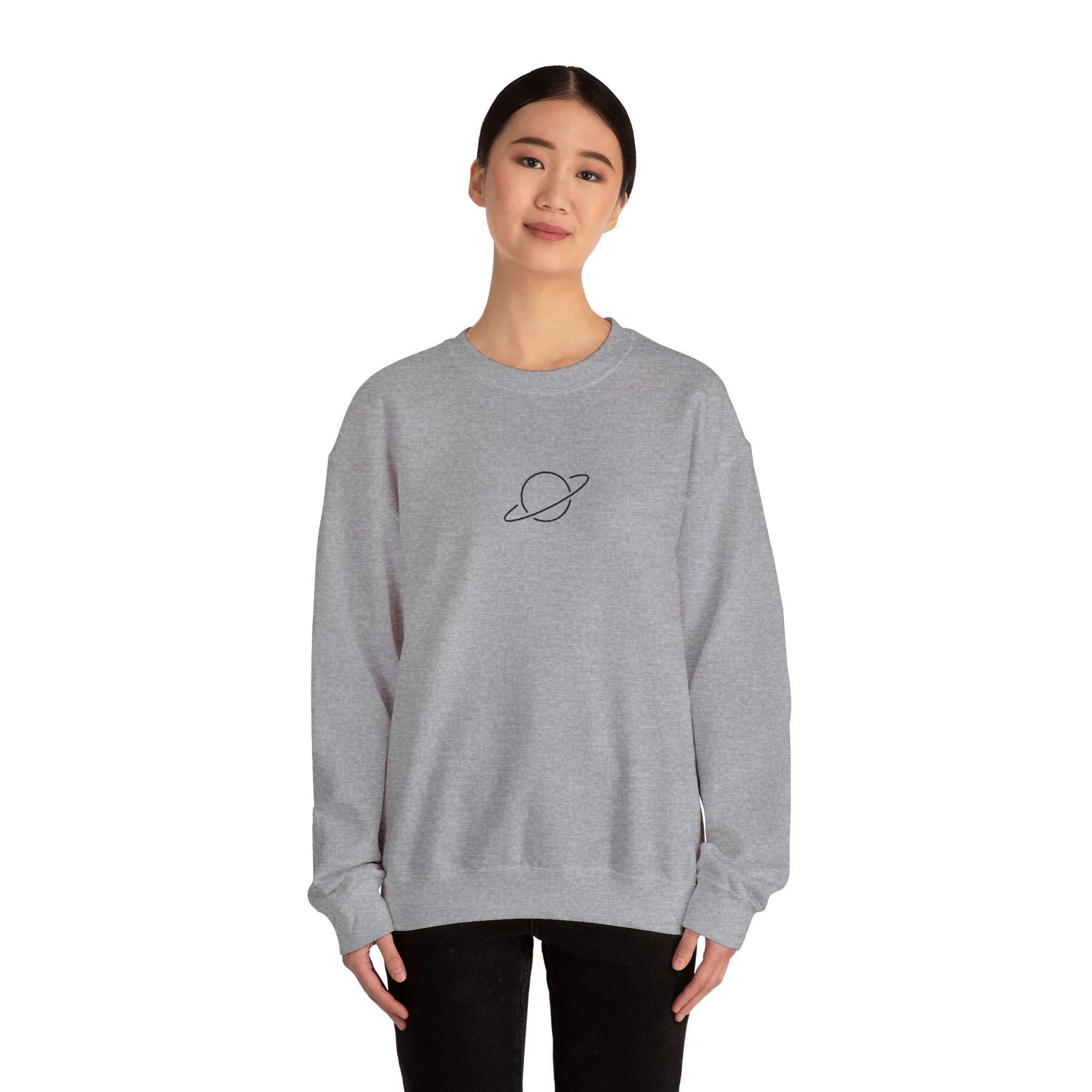 Minimal Planet Crewneck Sweatshirt Embroidered