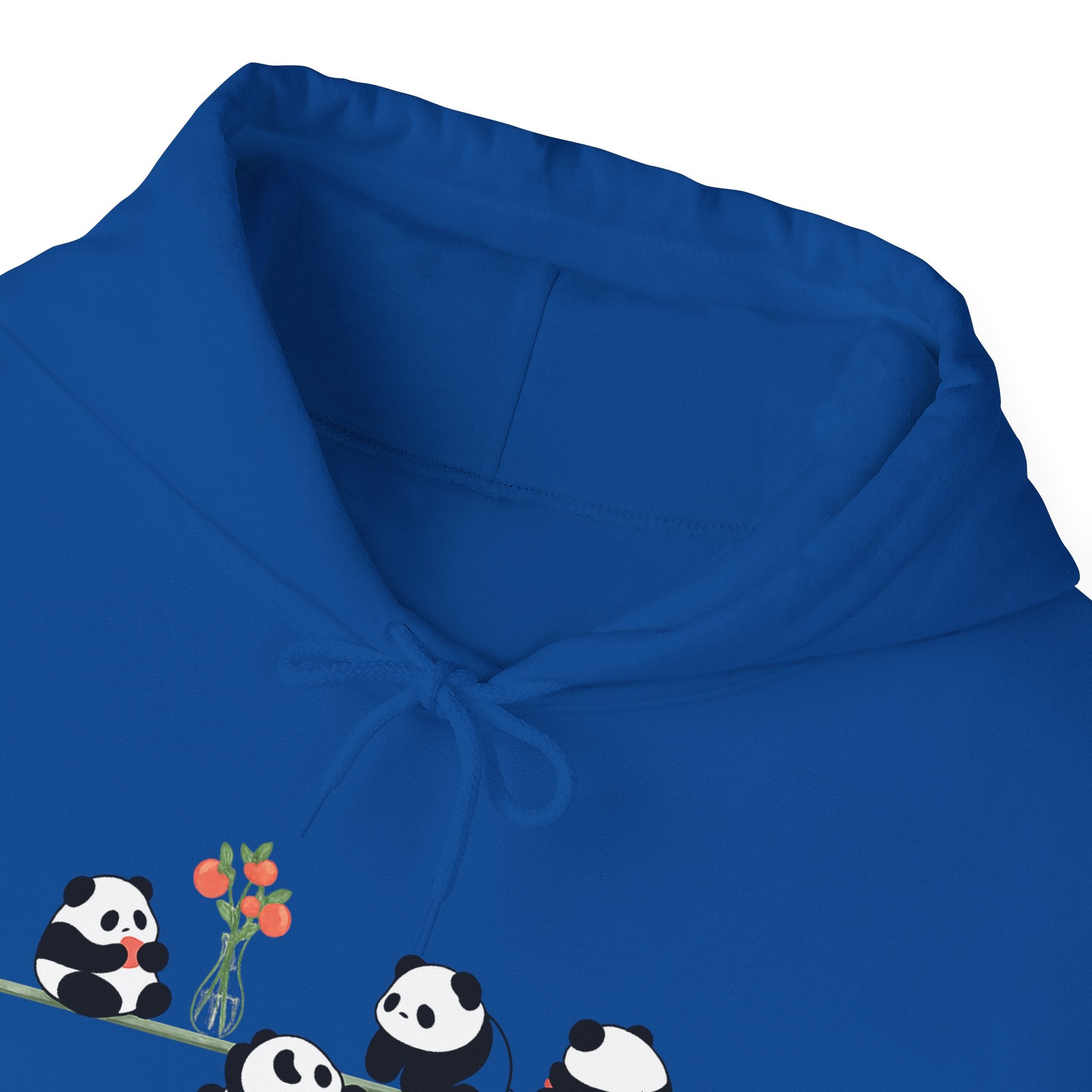 Pandas on a Line Hoodie — Cute Cartoon Pandas Holding Flower Pullover