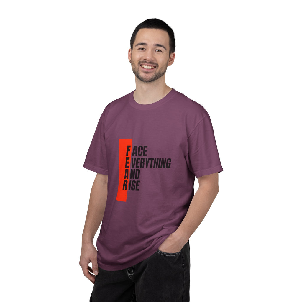 Motivational T-Shirt — "FEAR: Face Everything And Rise" Bold Red Accent