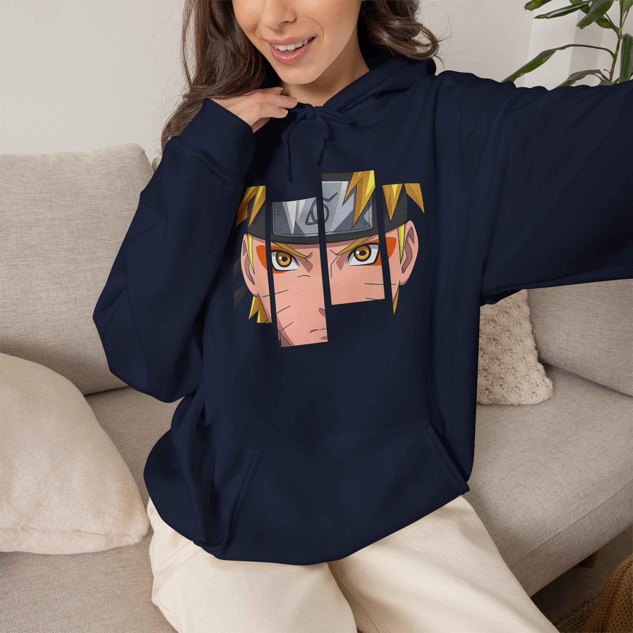 Anime Eyes Split-Panel Hoodie