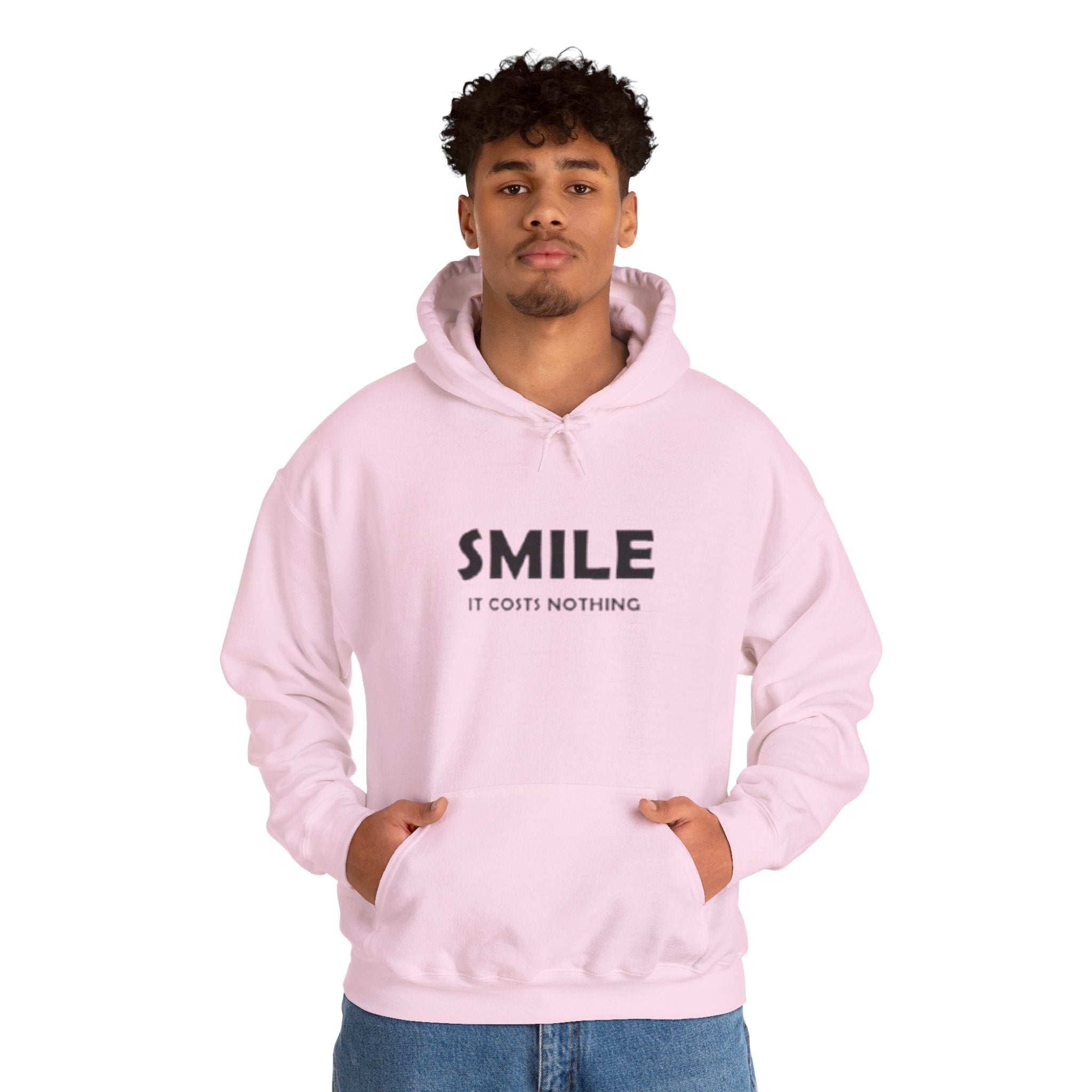 Smile It Costs Nothing Hoodie — Minimalist Positive Message Hooded Sweatshirt
