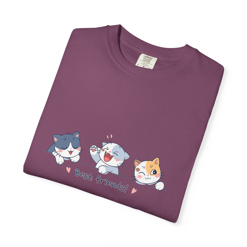 Cute ‘Best Friends!’ Cat T-Shirt — Cartoon Kitten Trio Graphic Tee
