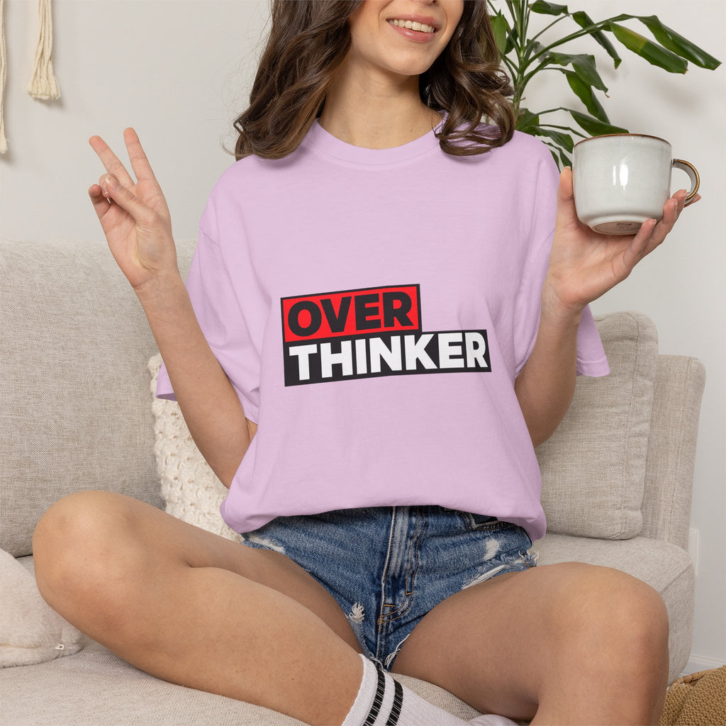 Overthinker Graphic T-Shirt — Bold Red & Black Text Tee
