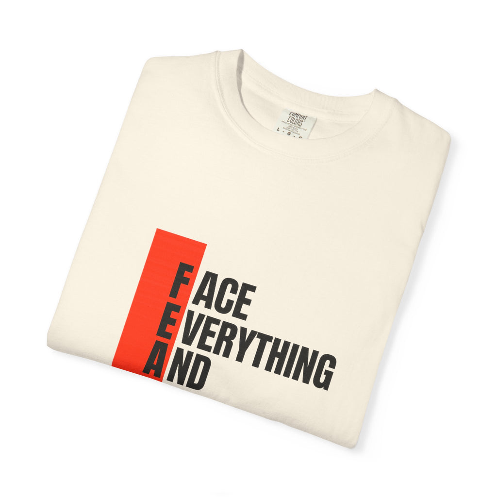 Motivational T-Shirt — "FEAR: Face Everything And Rise" Bold Red Accent