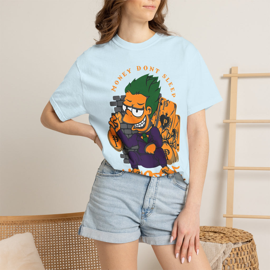 T-Shirt — 'Money Don’t Sleep' Cartoon Hustle Tee