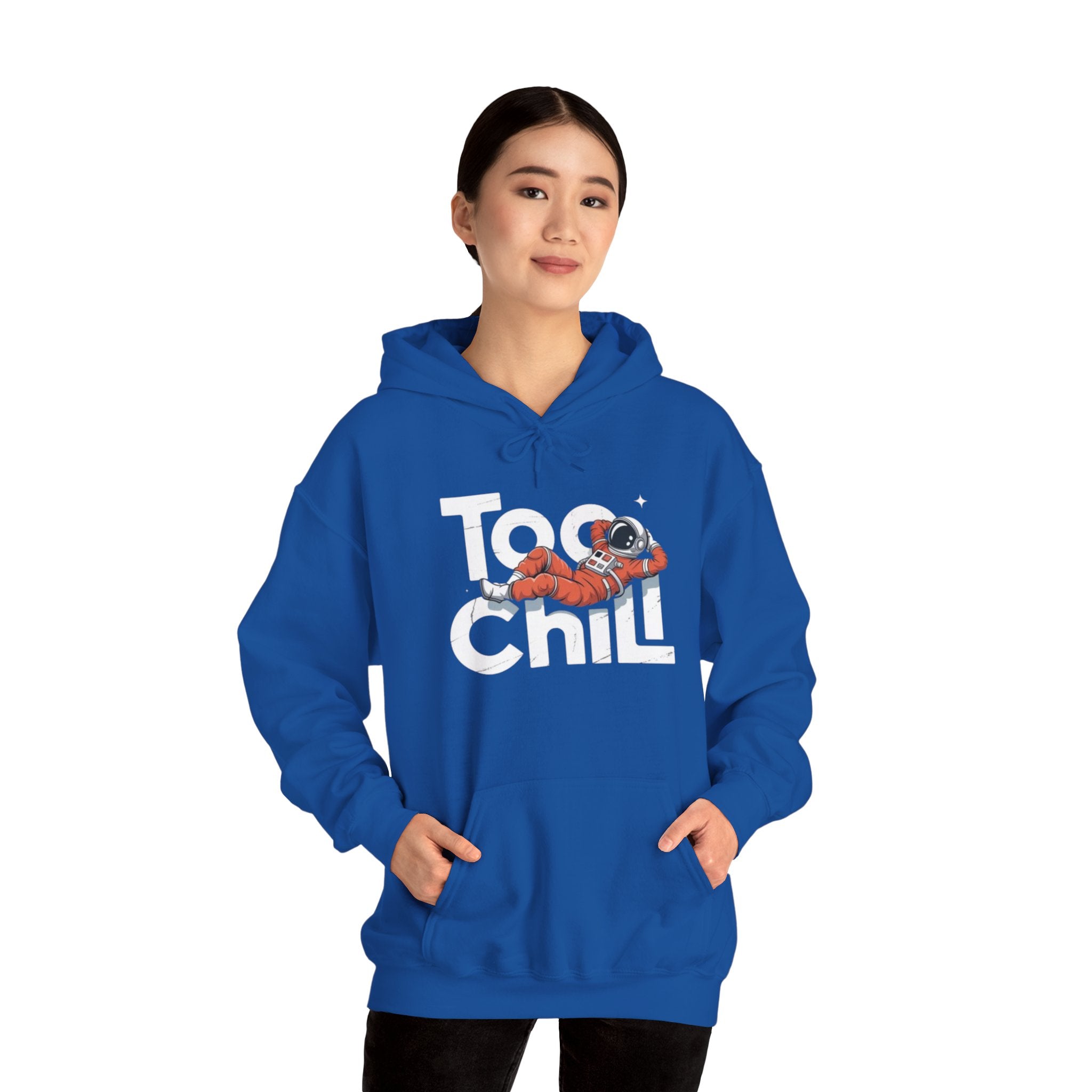 Too Chill Astronaut Hoodie — Retro Space Graphic Pullover