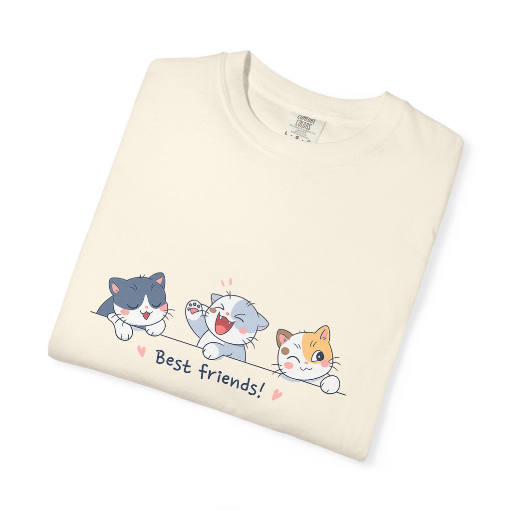 Cute ‘Best Friends!’ Cat T-Shirt — Cartoon Kitten Trio Graphic Tee