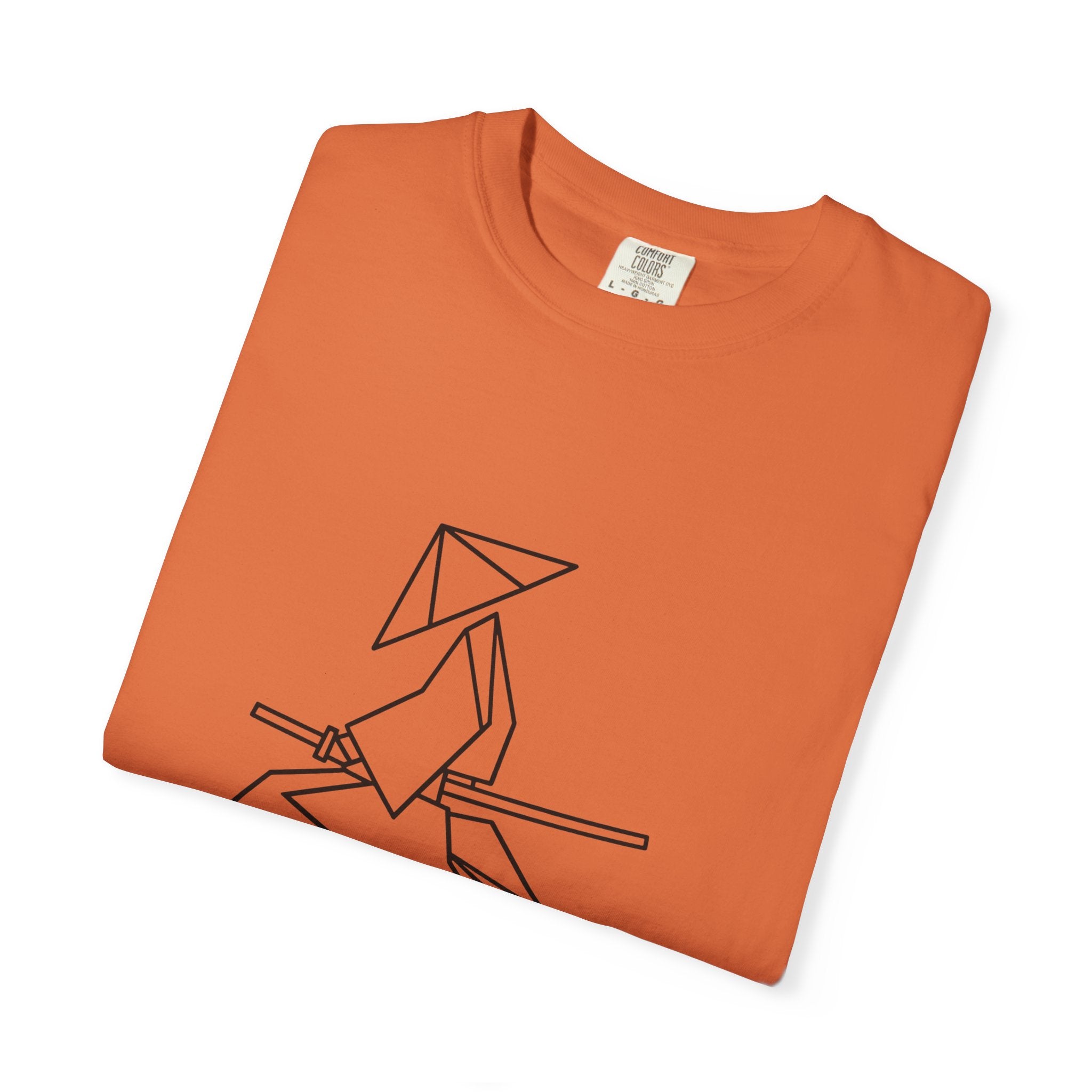 Samurai Line Art T-Shirt — Minimal Origami Swordsman Graphic Tee