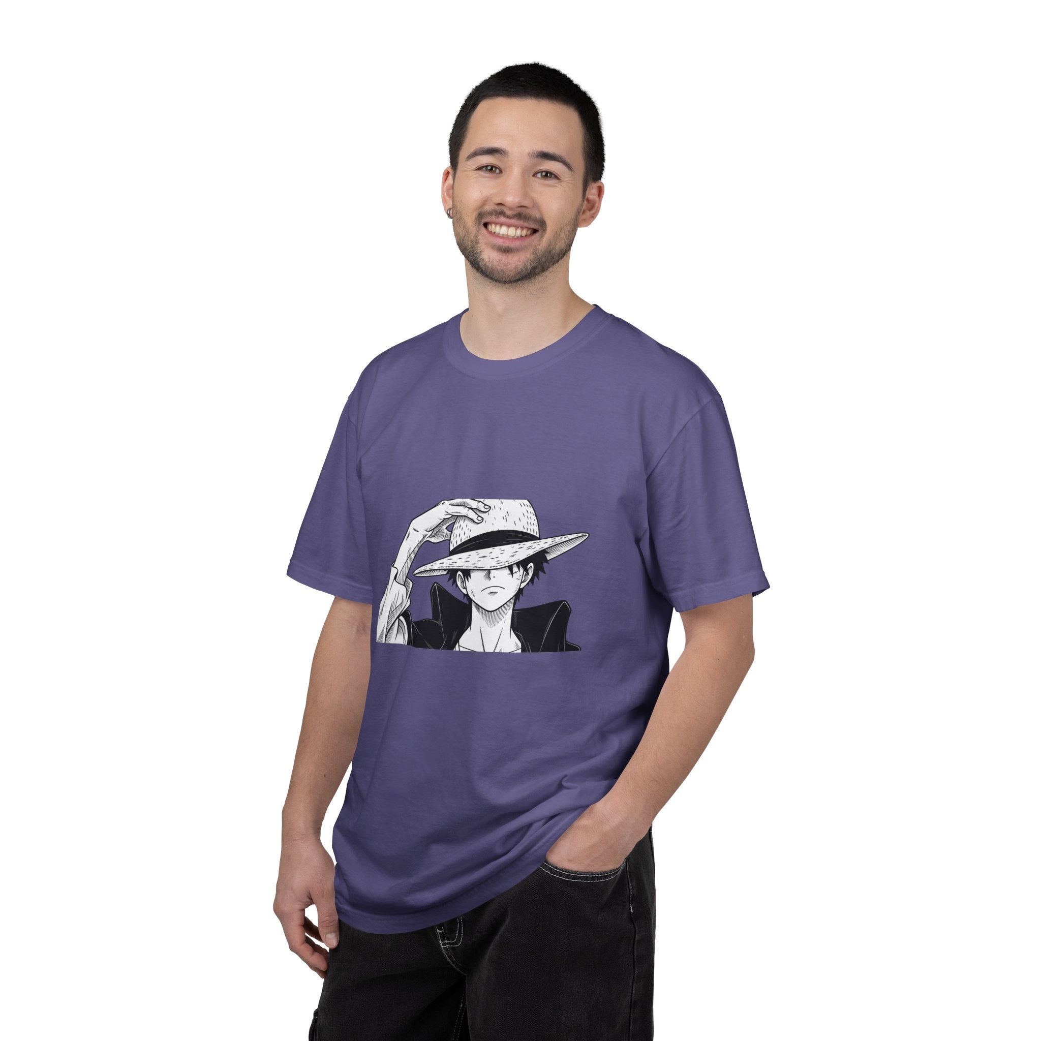 Anime Straw Hat Pirate T-Shirt – Minimal Luffy Illustration Tee
