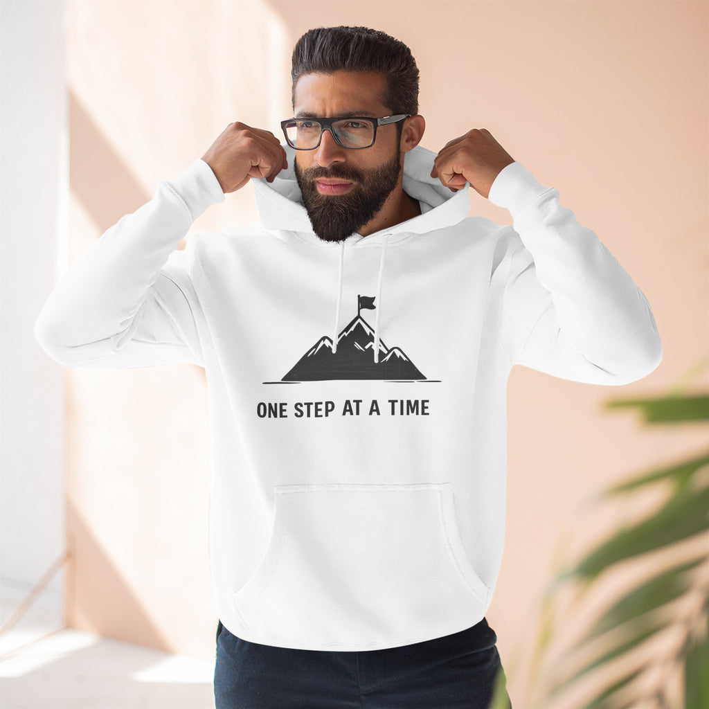 Hoodie - 'One Step at a Time' Mountain Graphic Fleece Hoodie