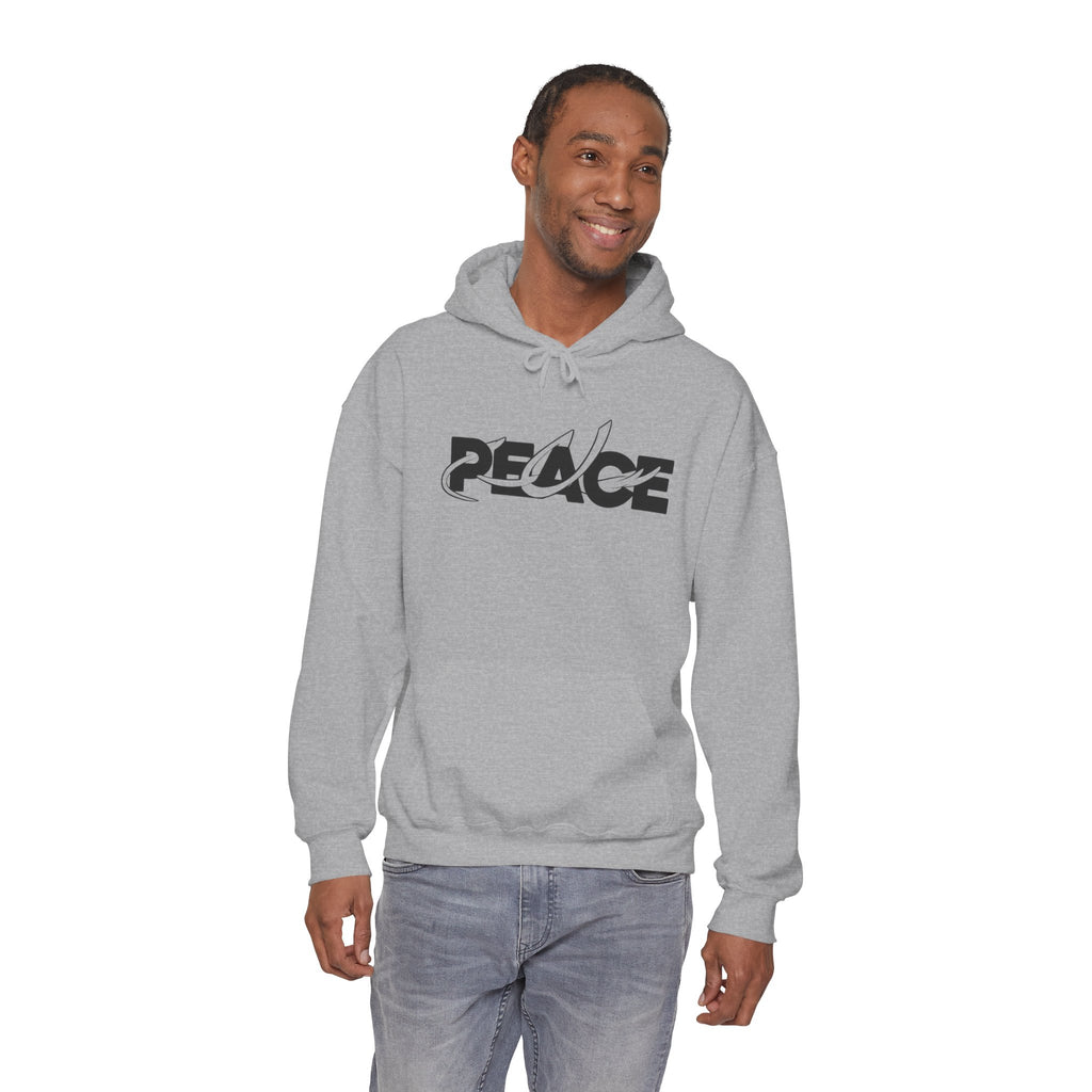 Peace Logo Hoodie — Minimal Black & White Peace Graphic Pullover