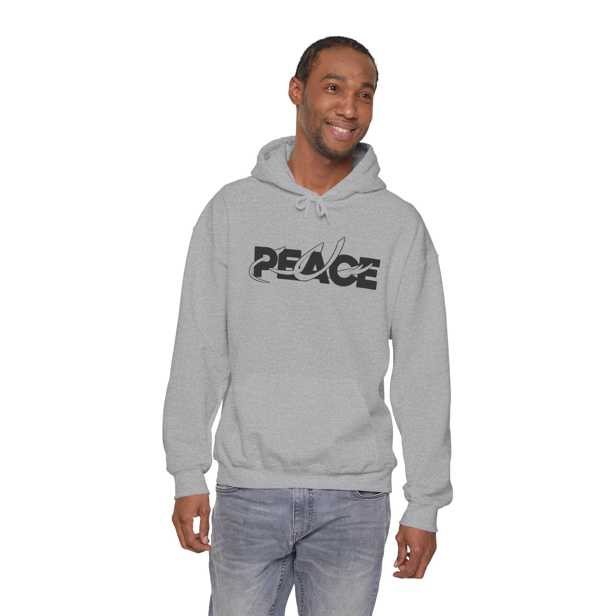 Peace Logo Hoodie — Minimal Black & White Peace Graphic Pullover