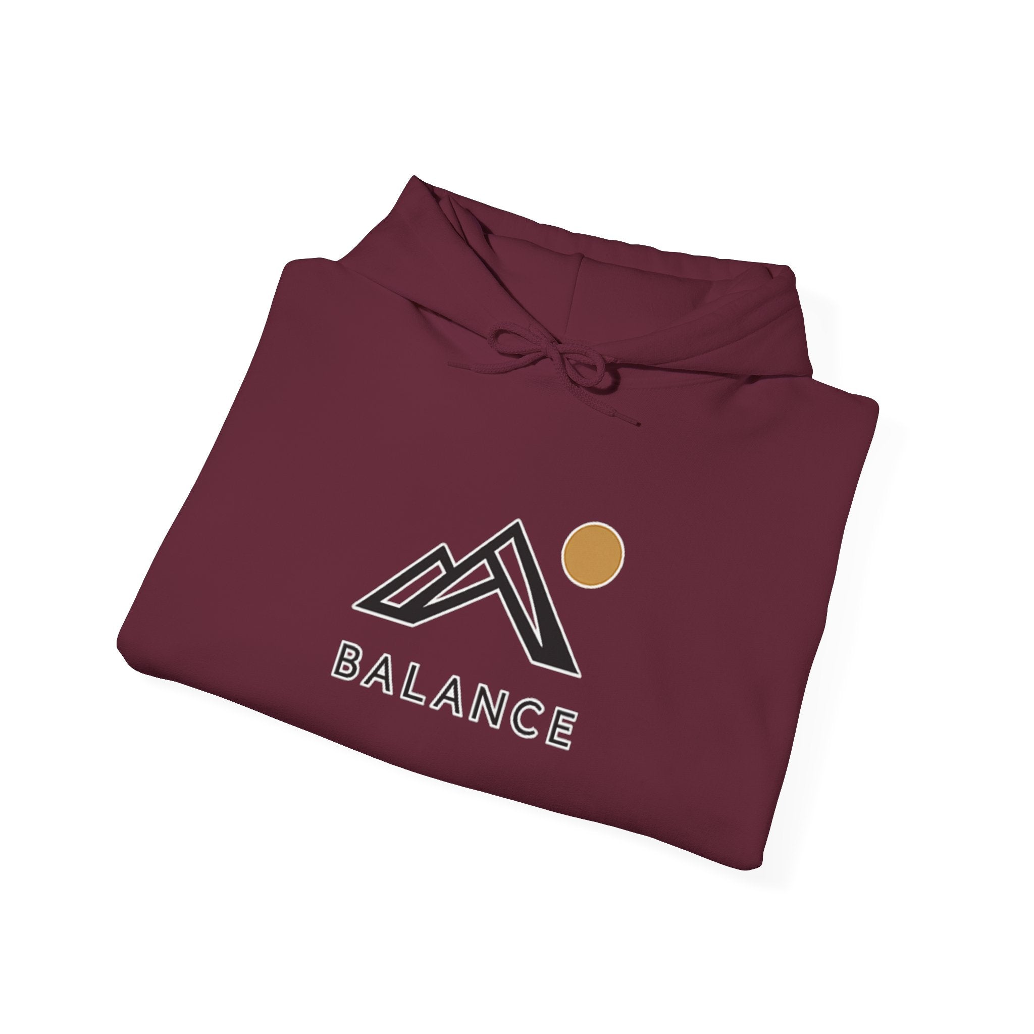 Balance Mountain Hoodie — Minimalist Sunrise Graphic Hooded Sweatshirt
