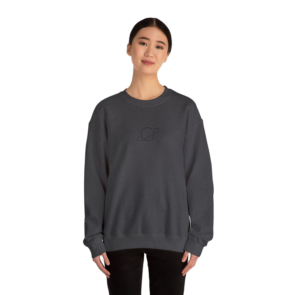 Minimal Planet Crewneck Sweatshirt Embroidered