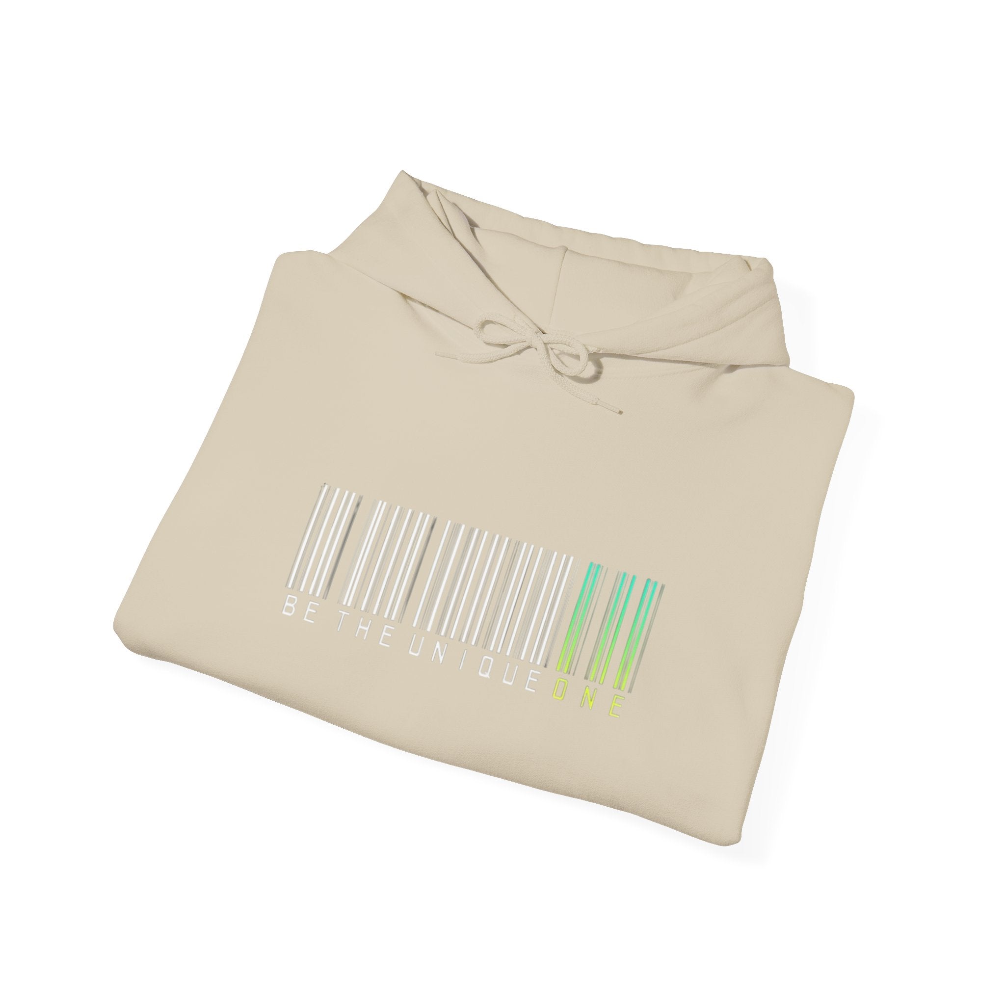 Unique One Barcode Hoodie — "Be the Unique One" Graphic Pullover