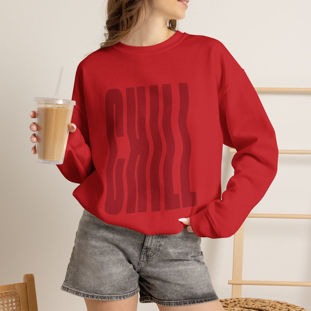 Chill Distorted Text Crewneck Sweatshirt