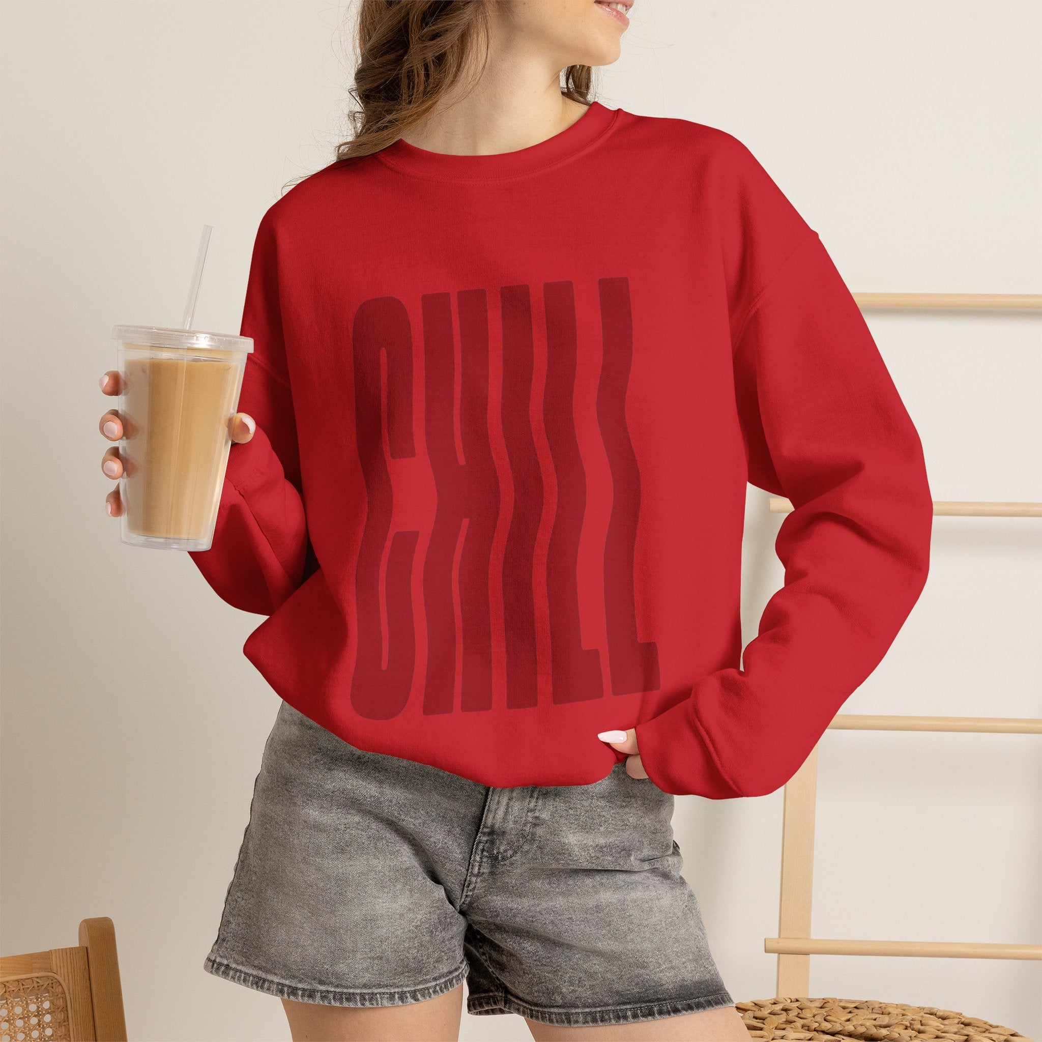 Chill Distorted Text Crewneck Sweatshirt