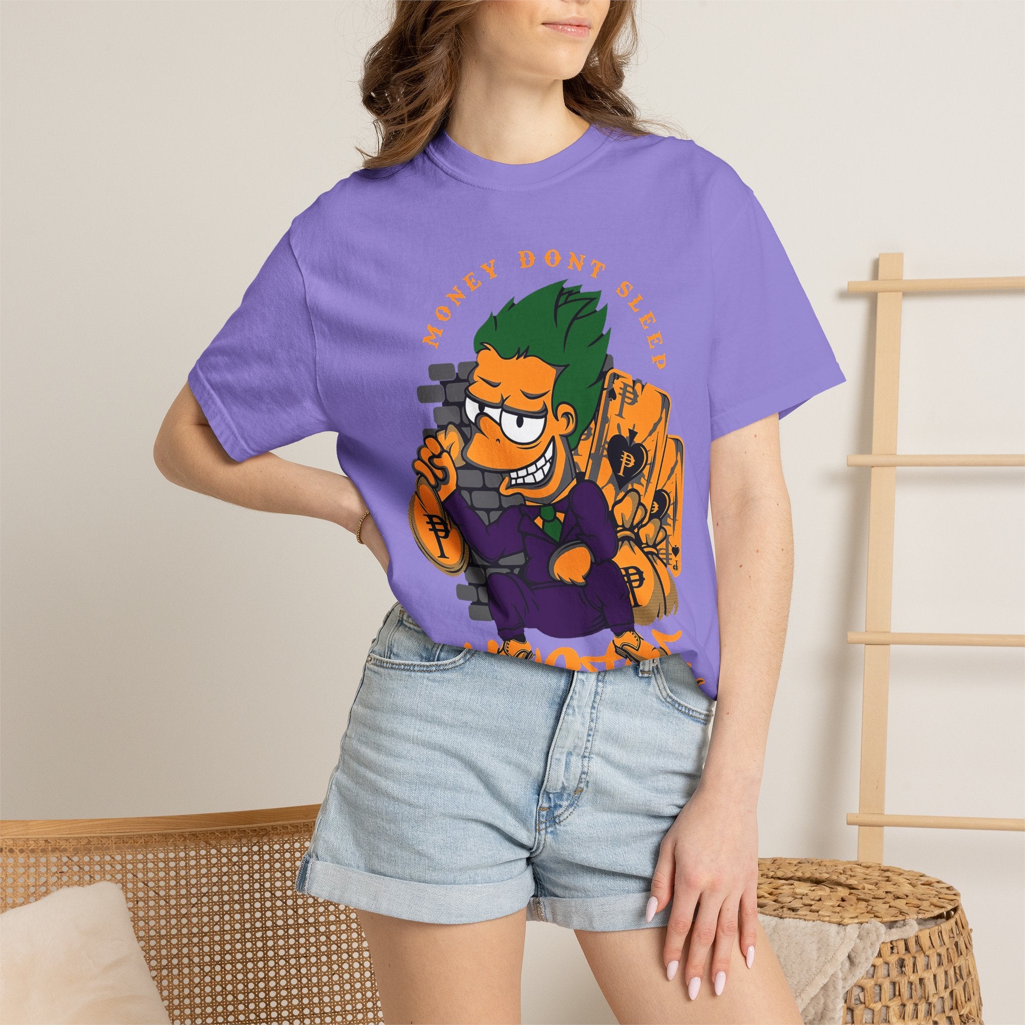T-Shirt — 'Money Don’t Sleep' Cartoon Hustle Tee