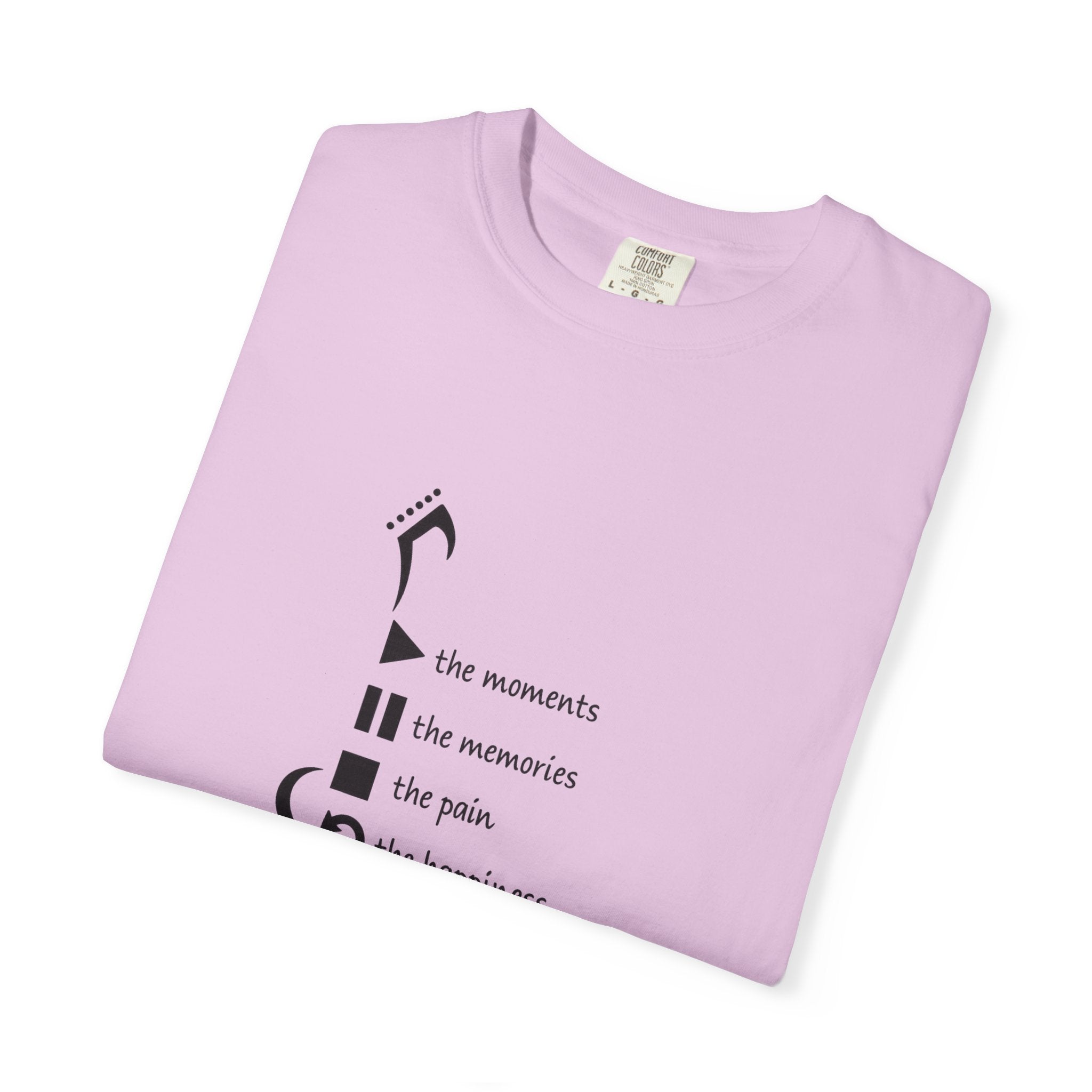 Guitar Silhouette Tee — "Our Moments, Our Memories, Our Music, Our Happiness"