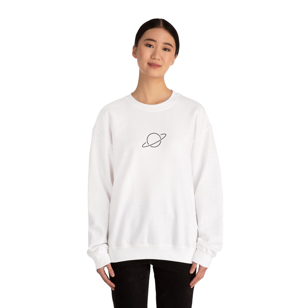 Minimal Planet Crewneck Sweatshirt Embroidered