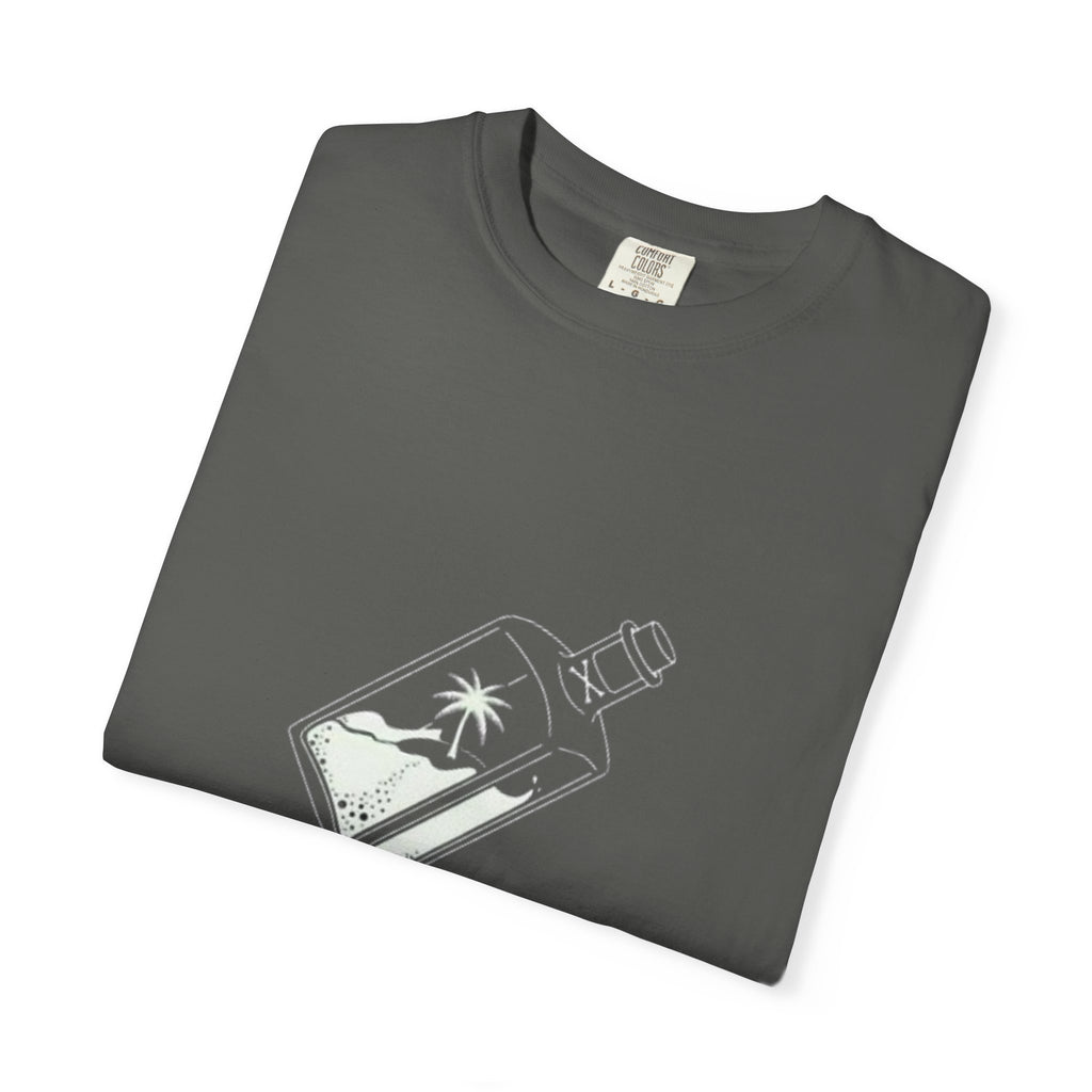 Pocket Island T‑Shirt — Minimal Bottle Isle Graphic Tee
