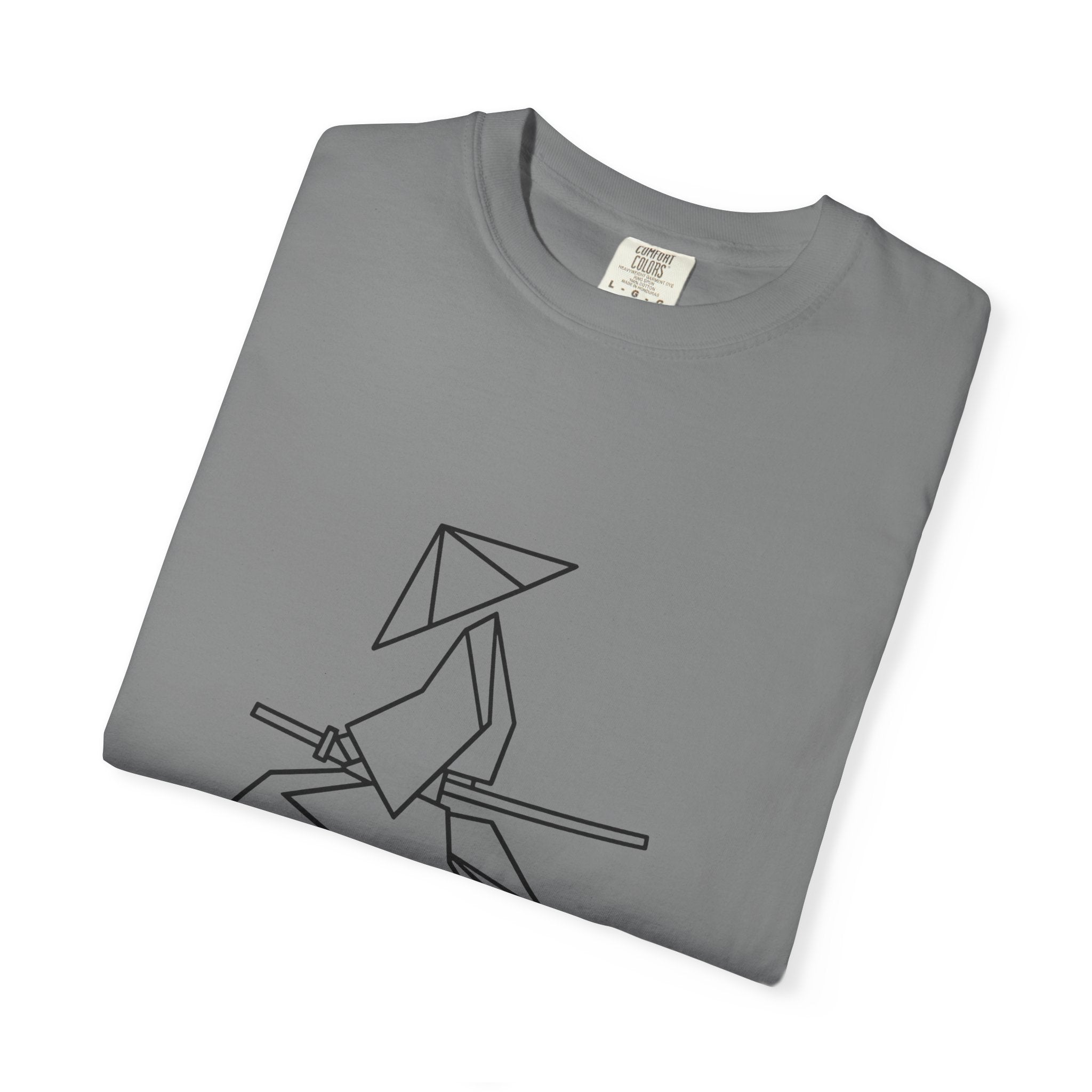 Samurai Line Art T-Shirt — Minimal Origami Swordsman Graphic Tee