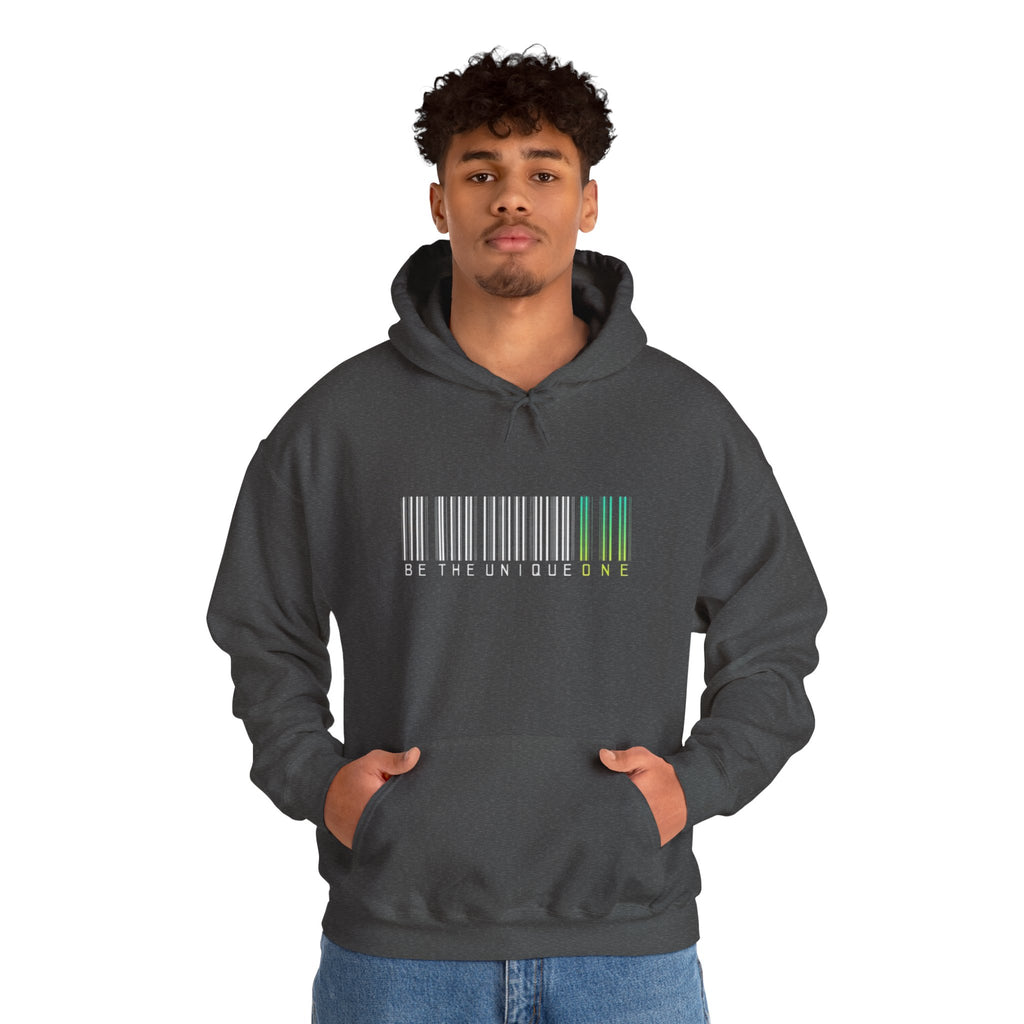 Unique One Barcode Hoodie — "Be the Unique One" Graphic Pullover