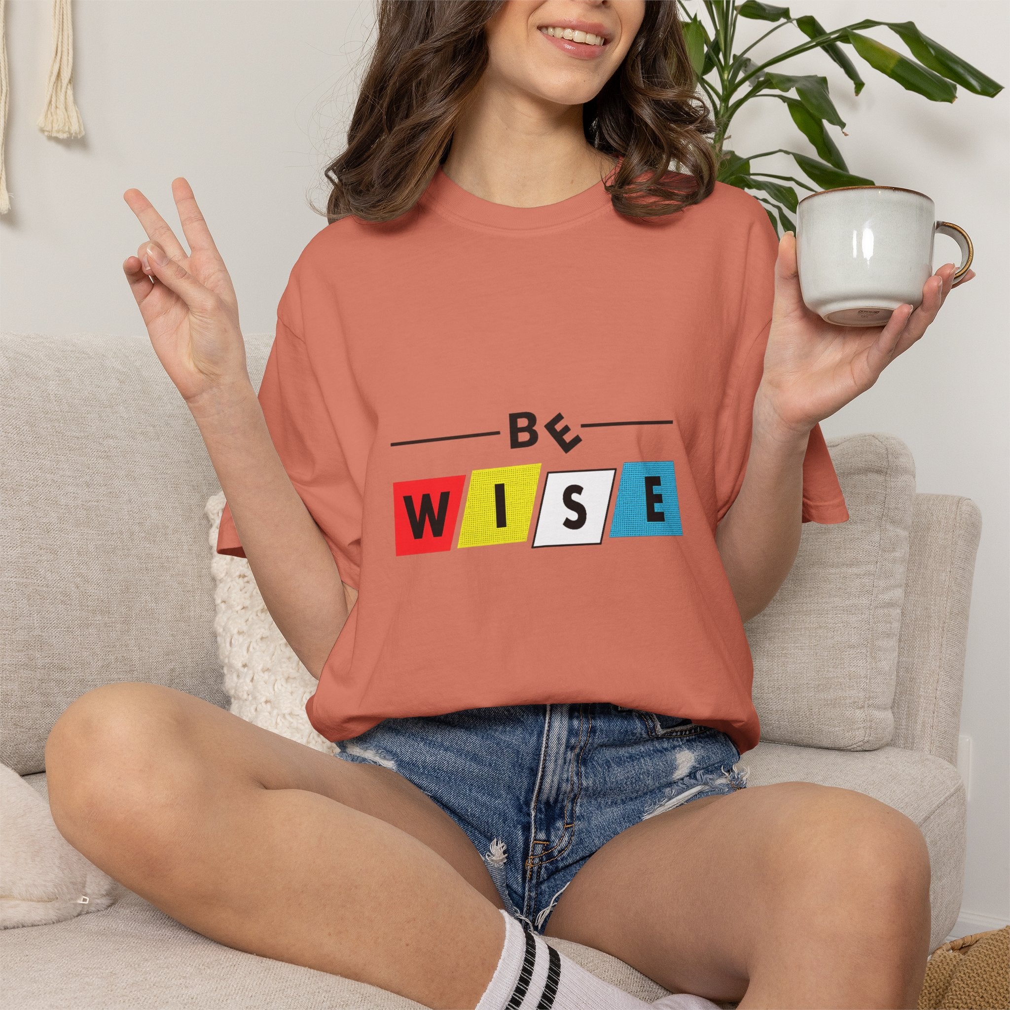 Be Wise Graphic T-Shirt — Color Block Inspirational Tee