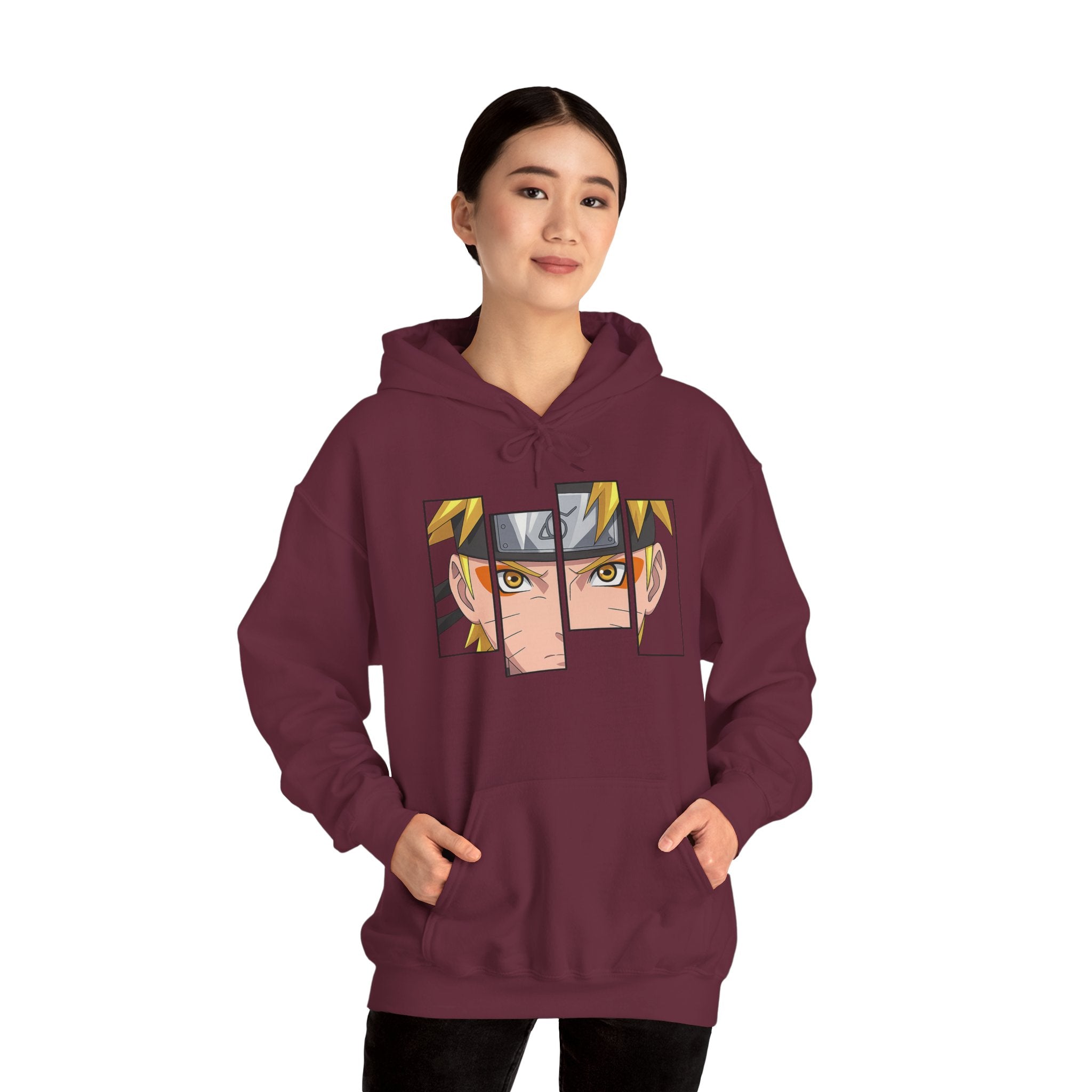 Anime Eyes Split-Panel Hoodie