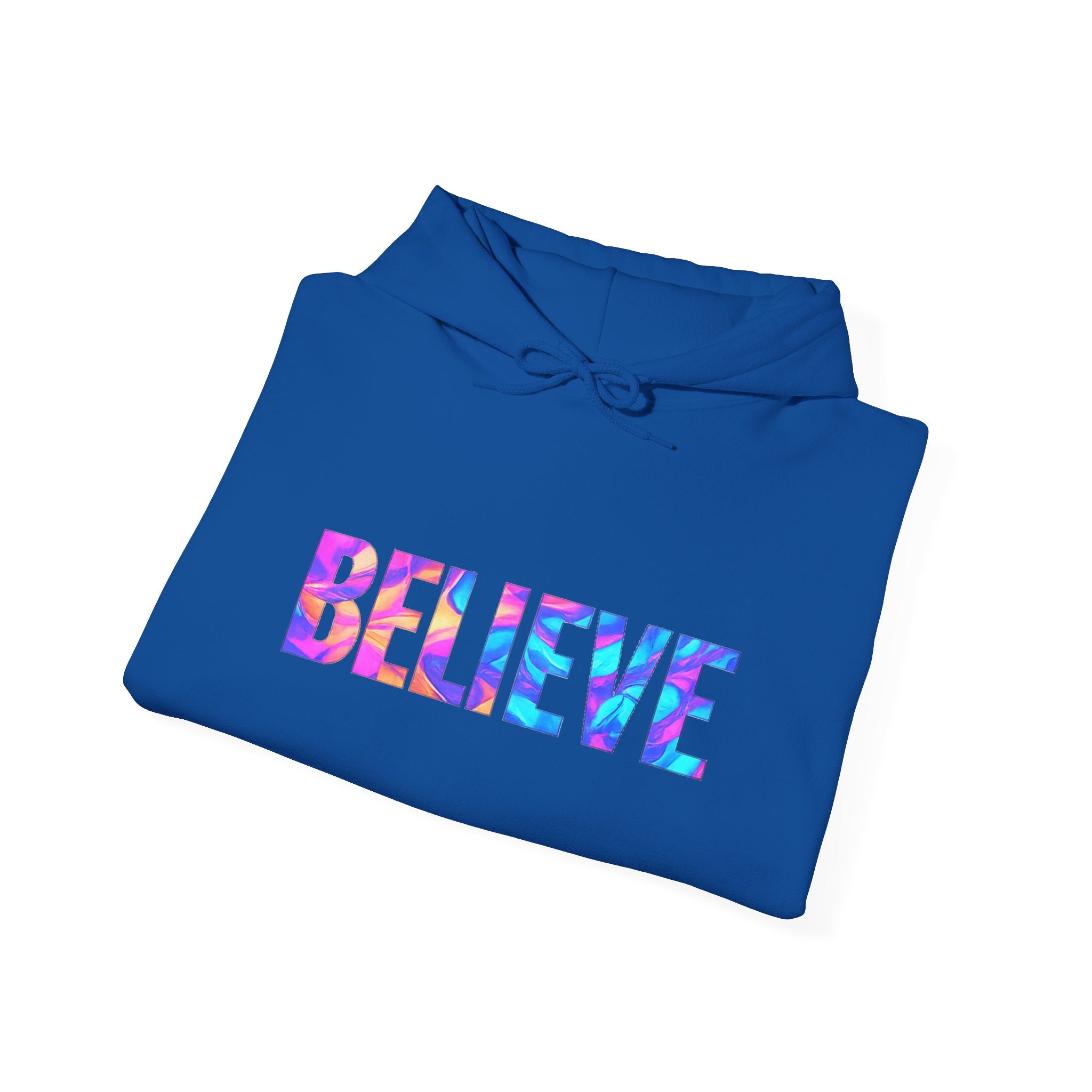 Believe in Yourself Hoodie — Colorful Watercolor Text Inspirational Sweatshirt