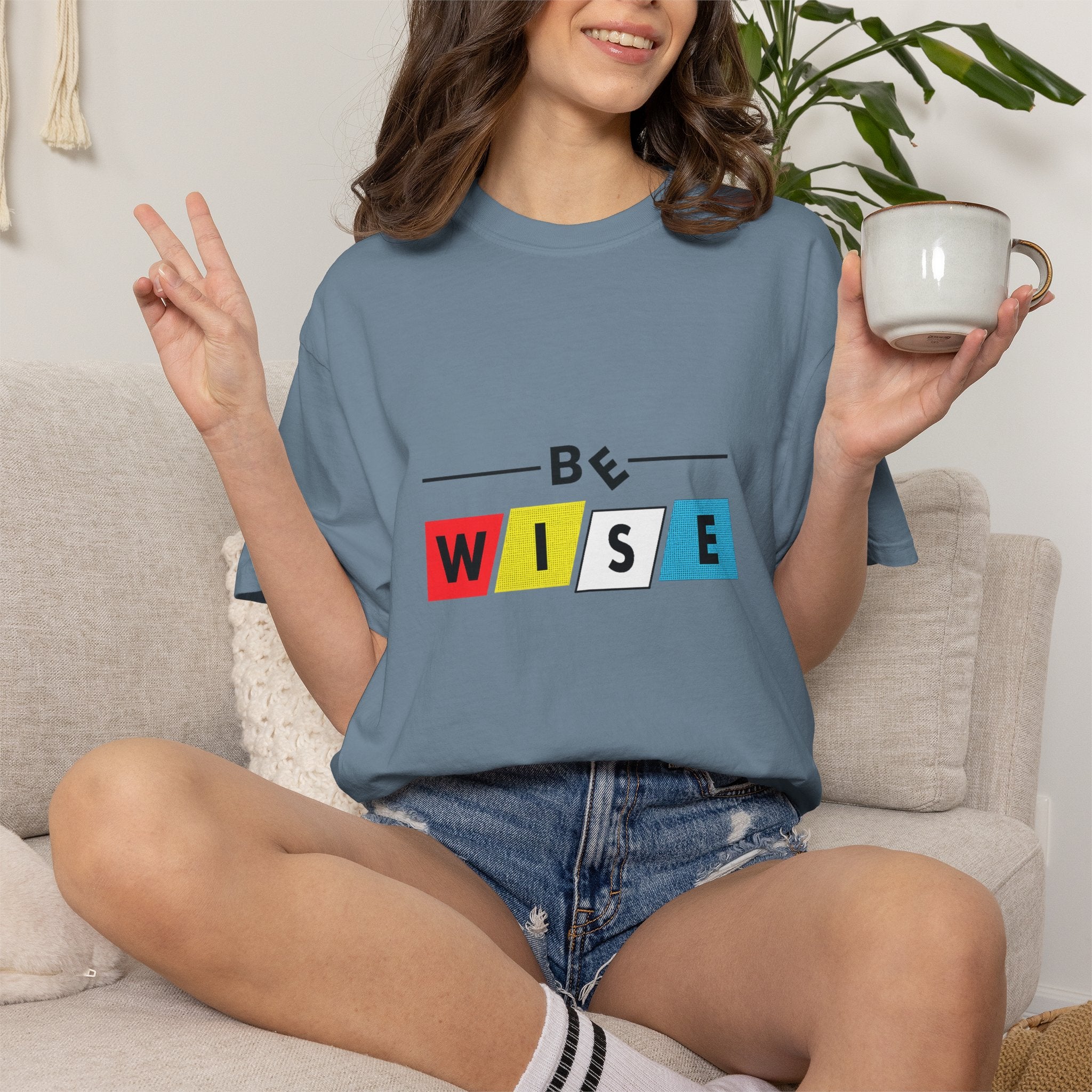 Be Wise Graphic T-Shirt — Color Block Inspirational Tee
