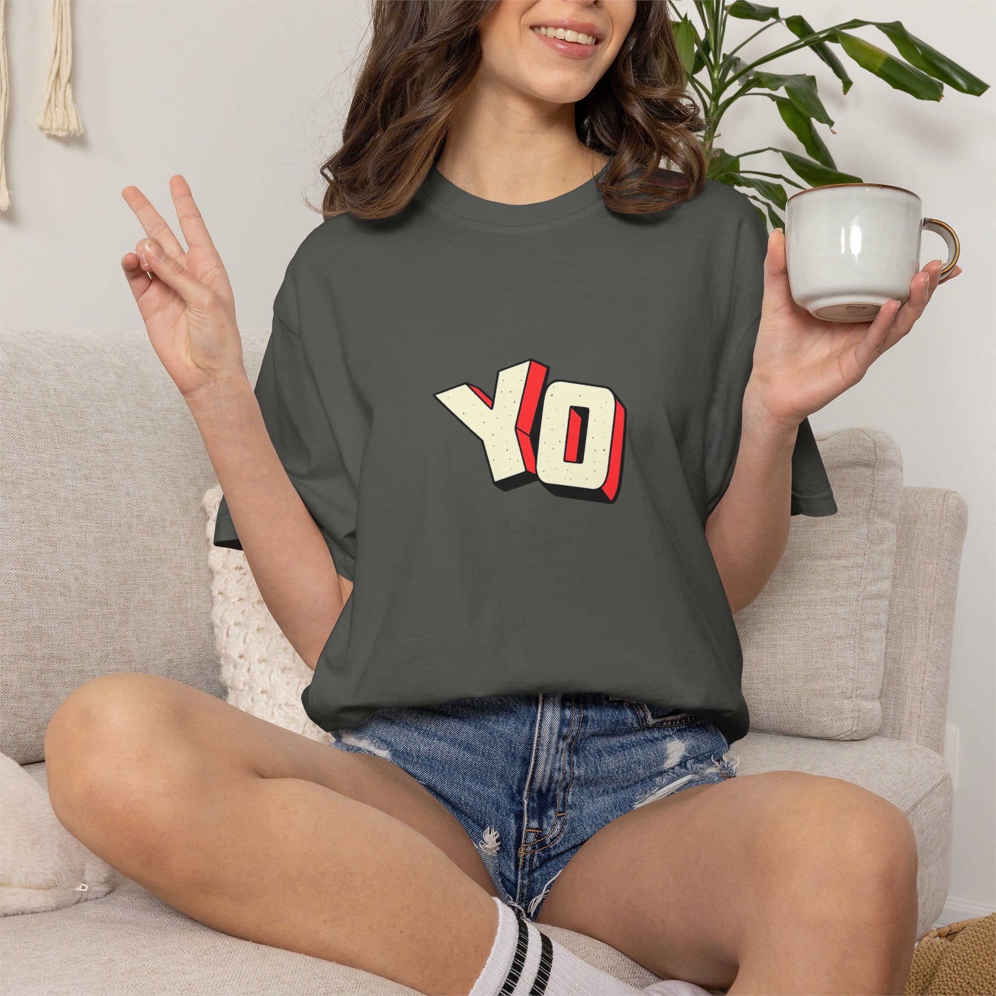 Yo Graphic T-Shirt — Retro 3D Lettering Tee
