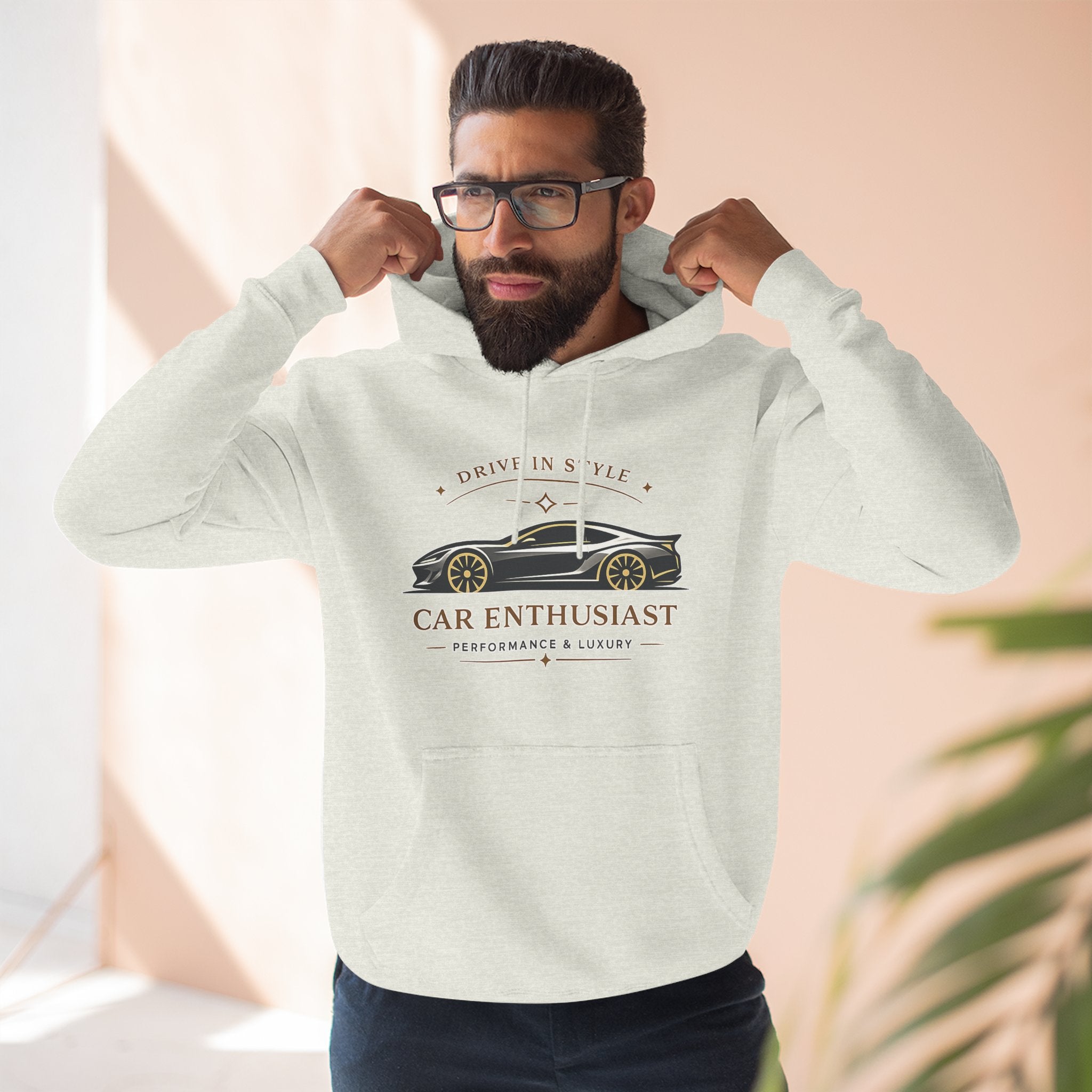 Car Enthusiast Hoodie — Vintage Sports Car Graphic, 'Drive in Style' Casual Pullover
