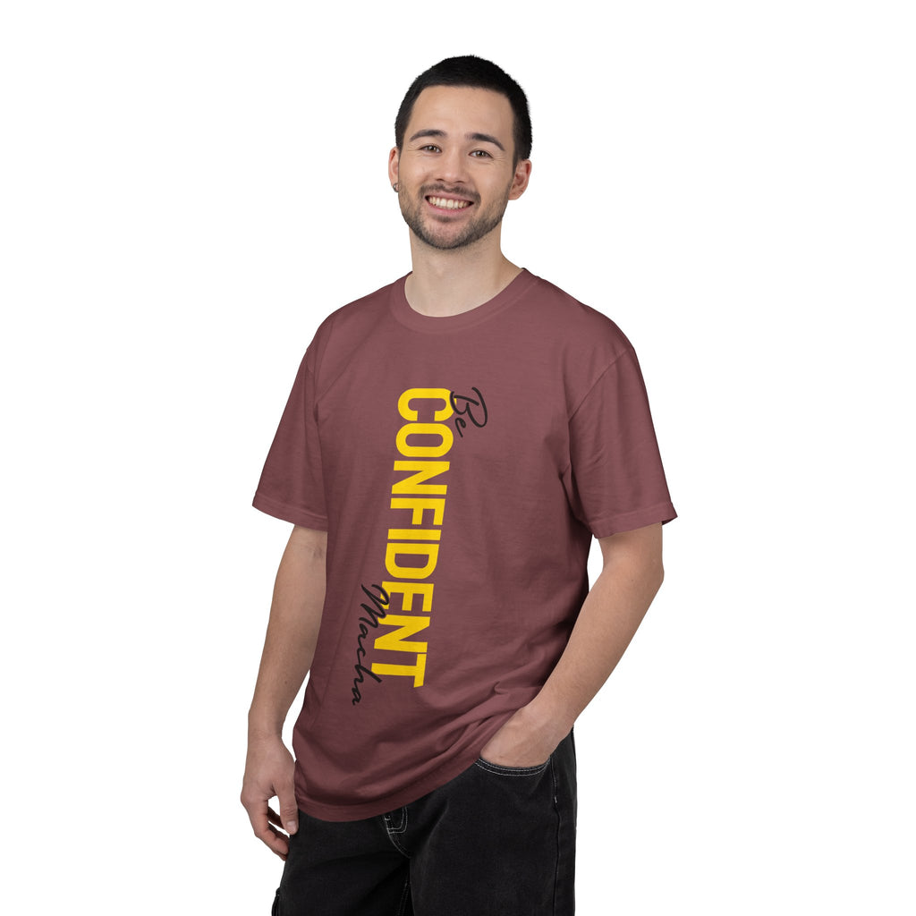 Be Confident Vertical Text T-Shirt — Motivational Graphic Tee