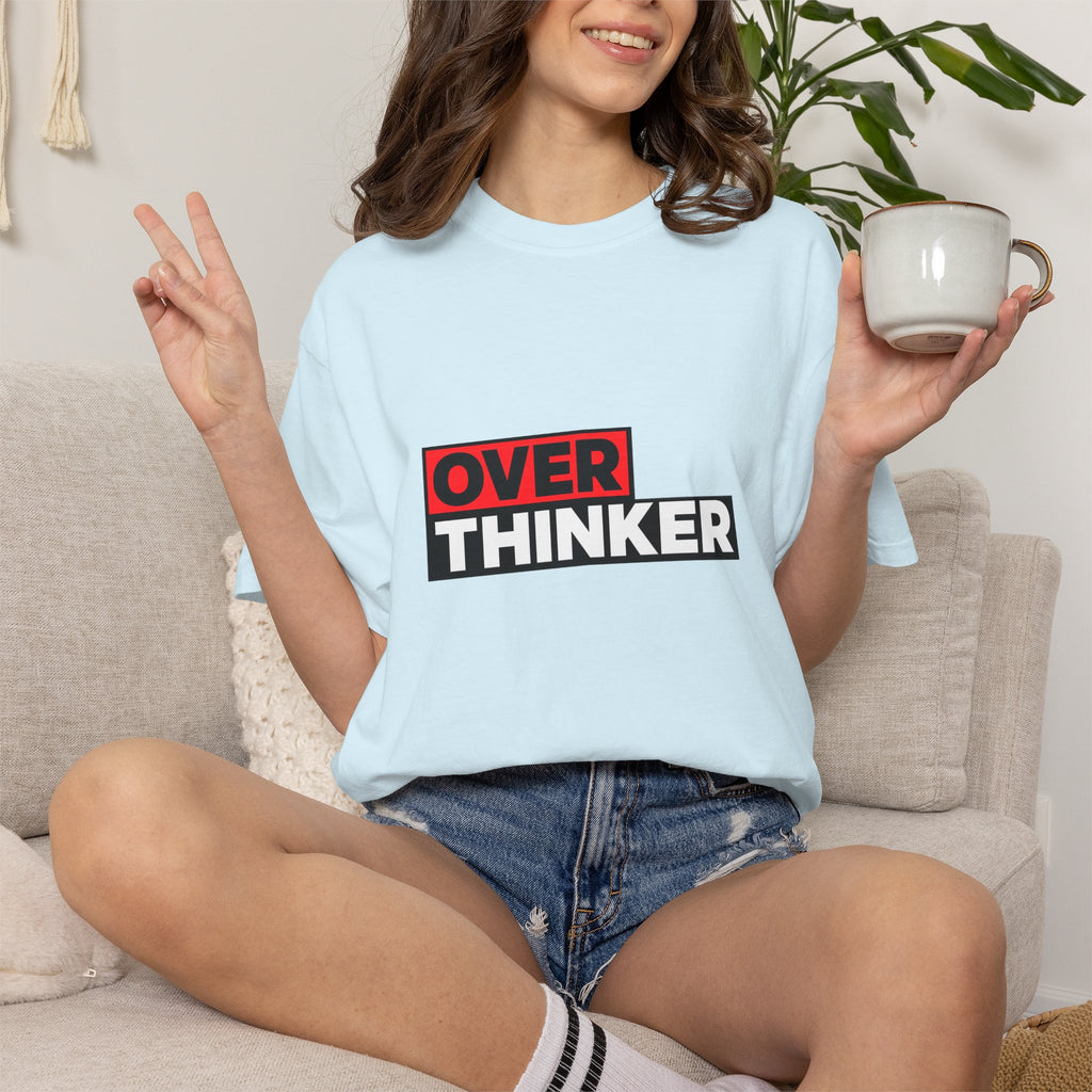 Overthinker Graphic T-Shirt — Bold Red & Black Text Tee