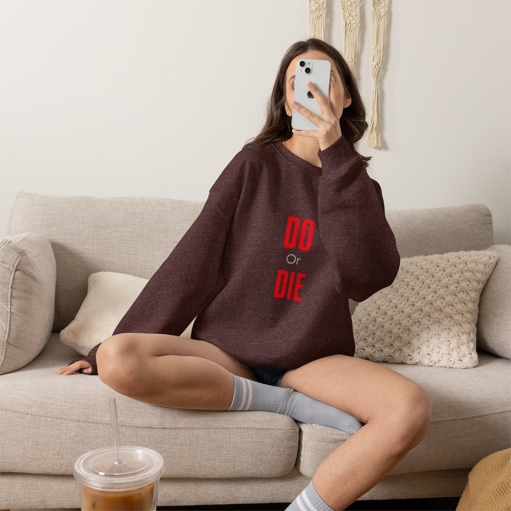 Crewneck Sweatshirt – Minimal 'DO / DIE' Red Vertical Typography