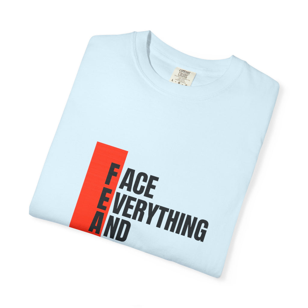 Motivational T-Shirt — "FEAR: Face Everything And Rise" Bold Red Accent