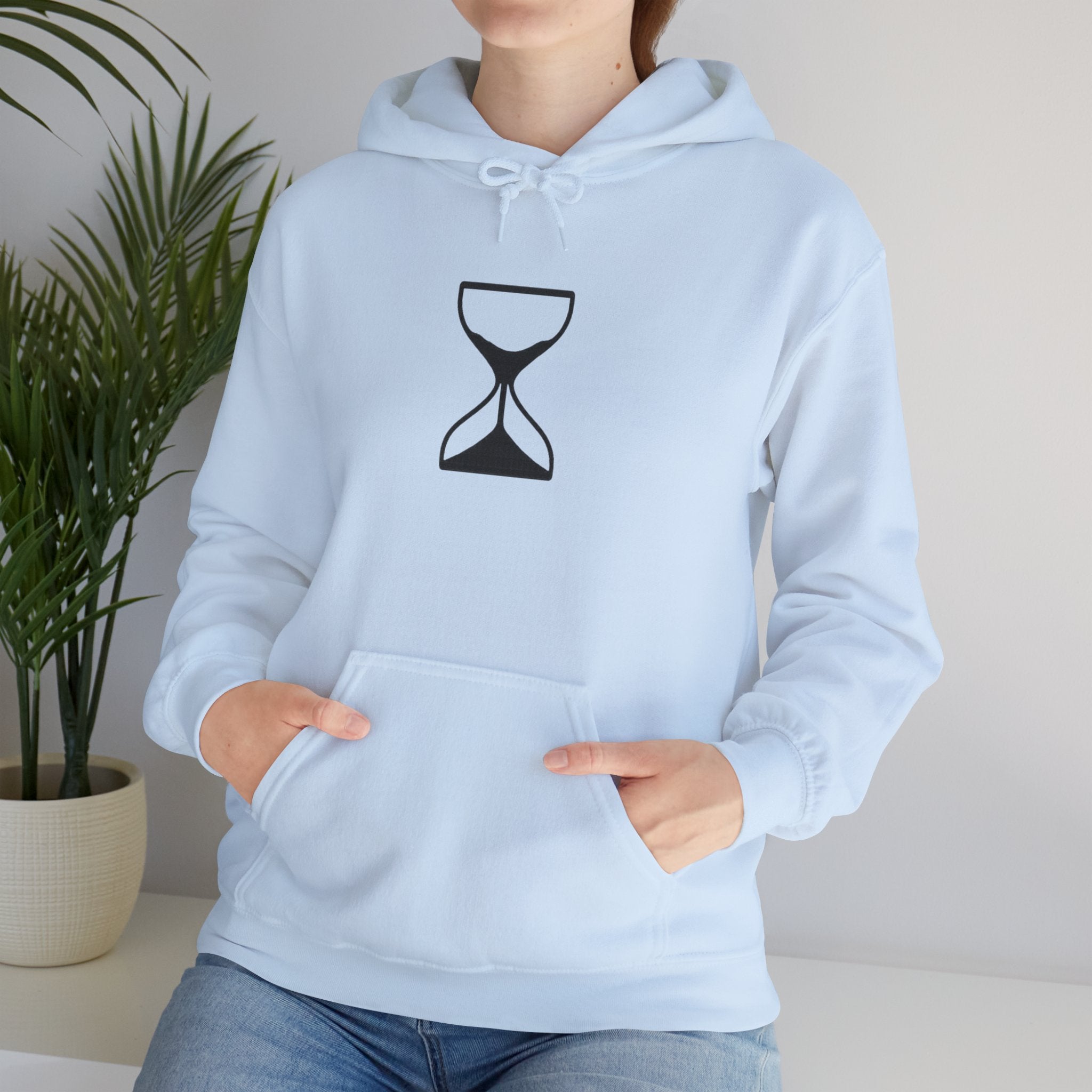 Hourglass Minimalist Hoodie — Simple Time Symbol Pullover