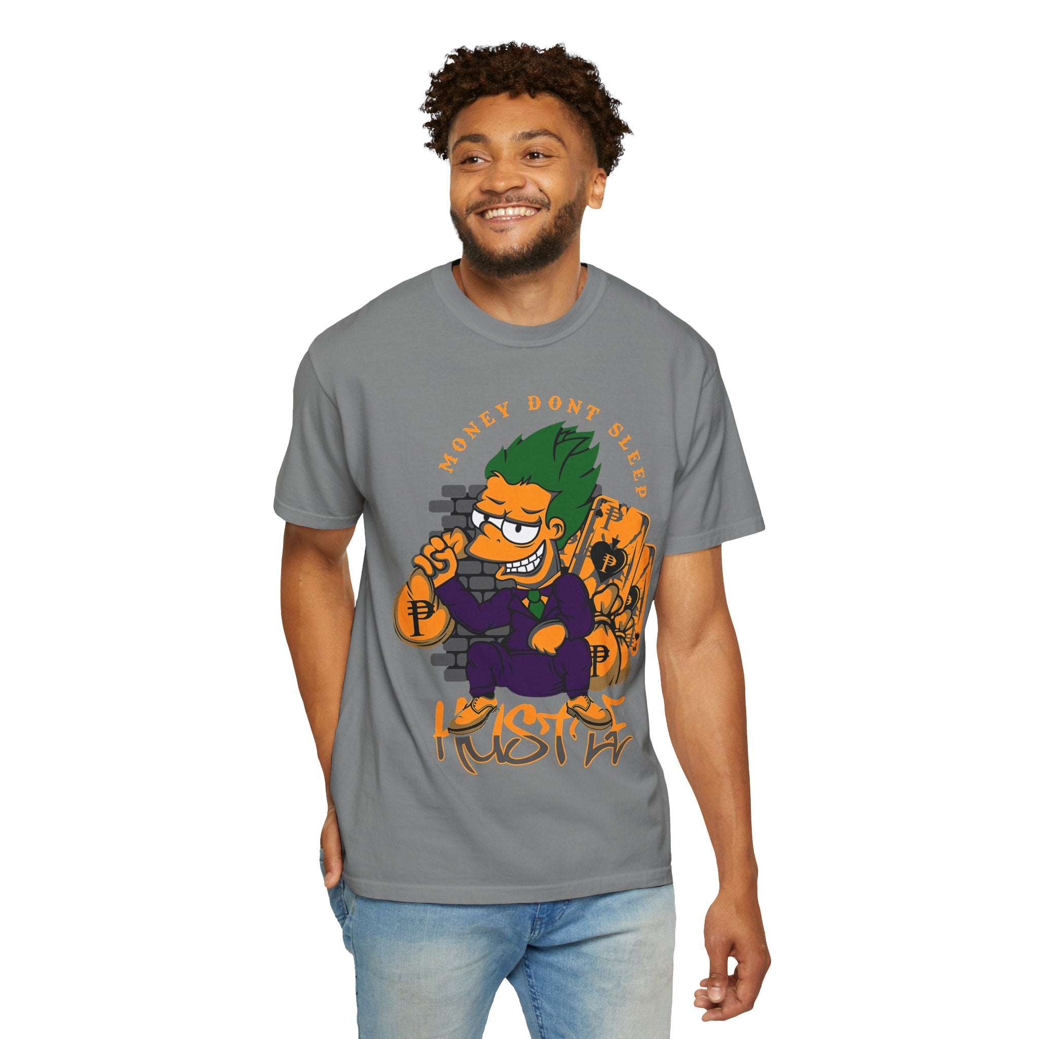 T-Shirt — 'Money Don’t Sleep' Cartoon Hustle Tee