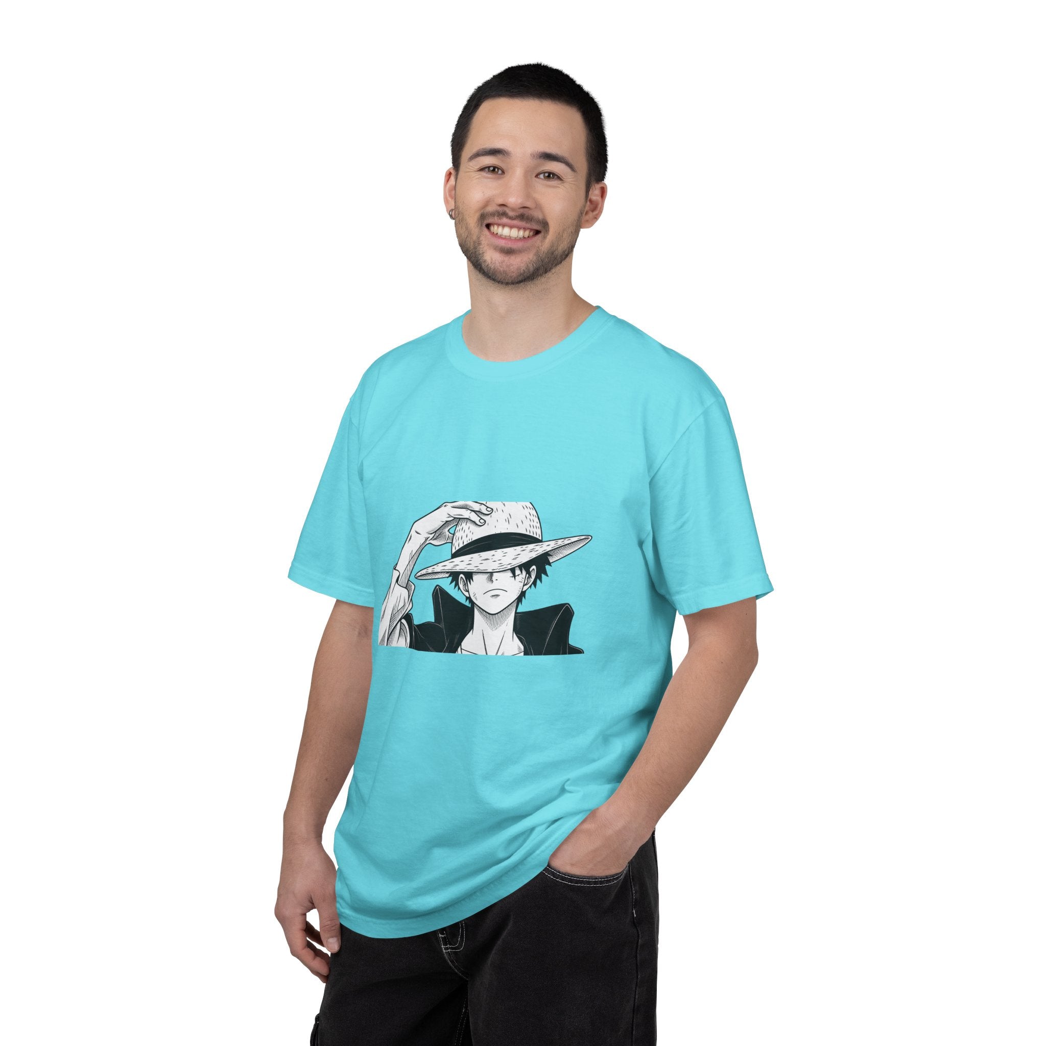 Anime Straw Hat Pirate T-Shirt – Minimal Luffy Illustration Tee
