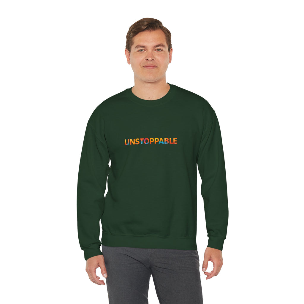 Unstoppable Crewneck Sweatshirt — Inspirational Rainbow Text Pullover