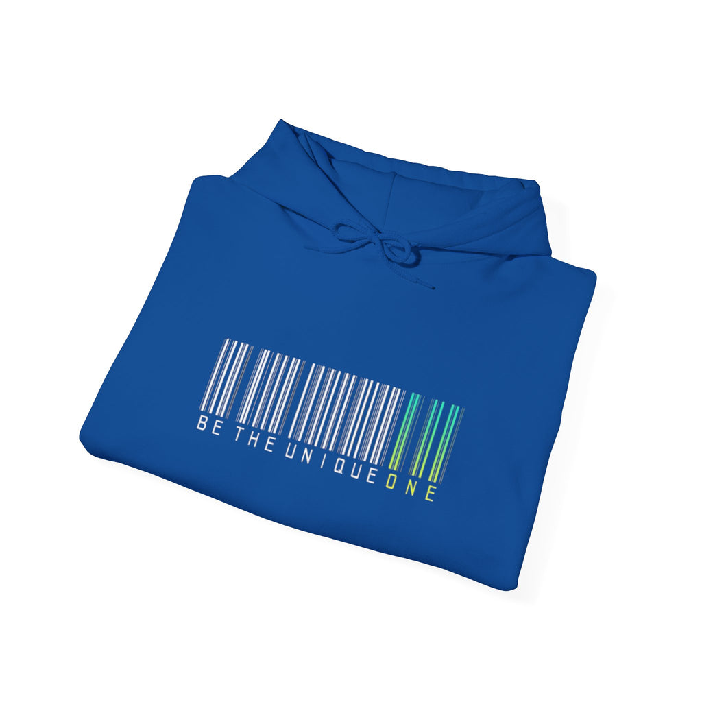 Unique One Barcode Hoodie — "Be the Unique One" Graphic Pullover