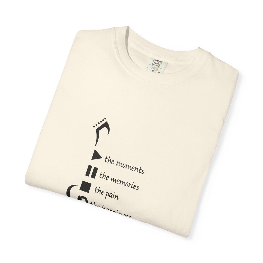 Guitar Silhouette Tee — "Our Moments, Our Memories, Our Music, Our Happiness"