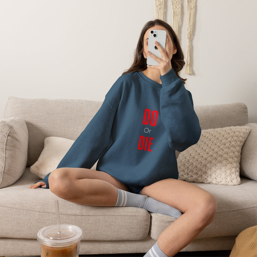 Crewneck Sweatshirt – Minimal 'DO / DIE' Red Vertical Typography